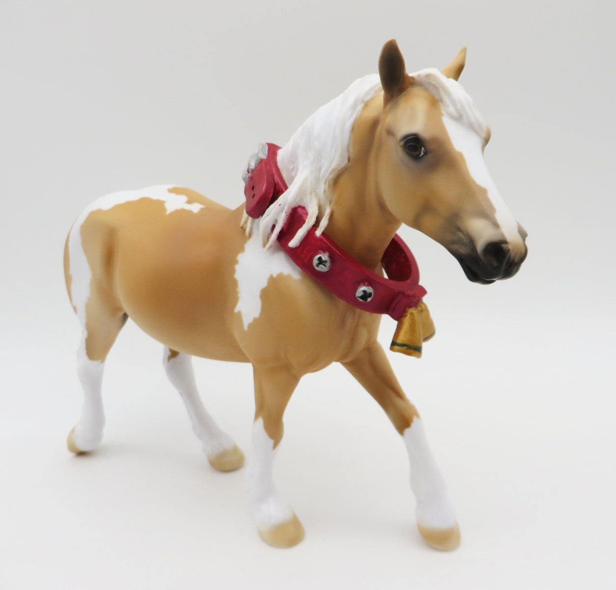 Ringing In The New Year - OOAK - Decorator Palomino Pinto Pebble Draft wearing Sleigh Bells by Dawn Quick - Best Offers 12/27/22