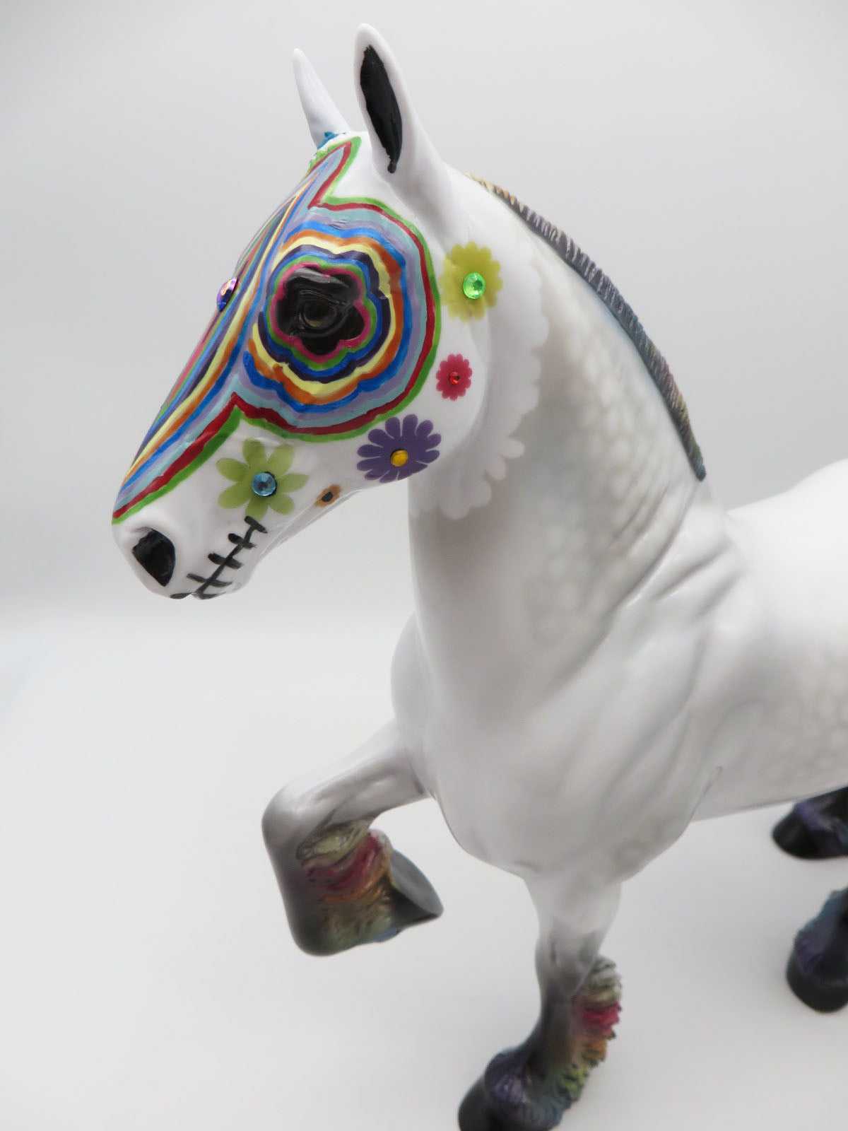 SHIMMERY RAINBOW - OOAK Sugar Skull Trotting Drafter Horse By Dawn Quick LHS22