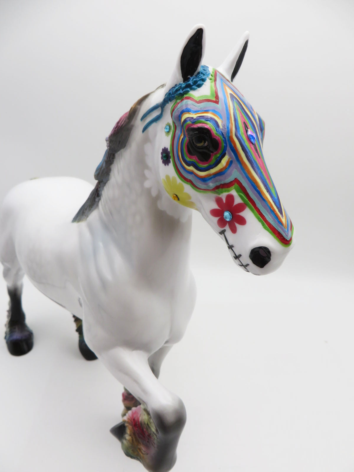 SHIMMERY RAINBOW - OOAK Sugar Skull Trotting Drafter Horse By Dawn Quick LHS22