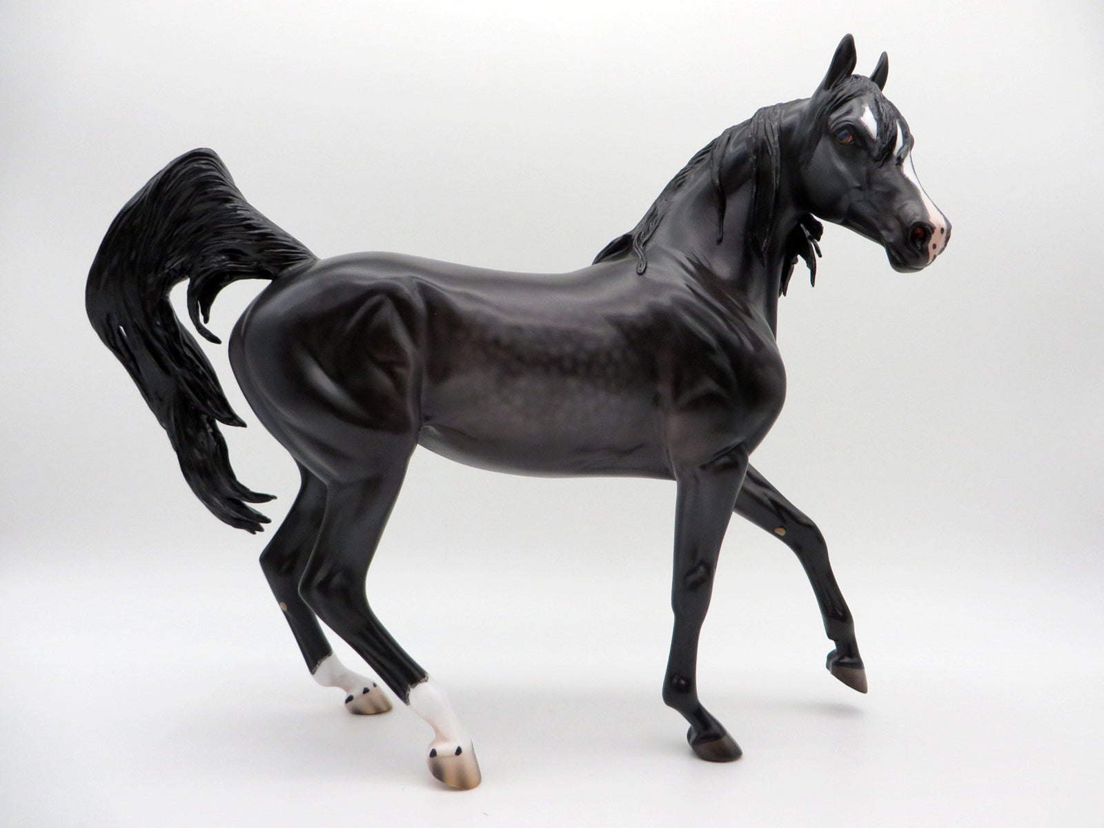 Shasta-OOAK Dapple Black Arabian Mare Painted By Caroline Boydston 6/28/21