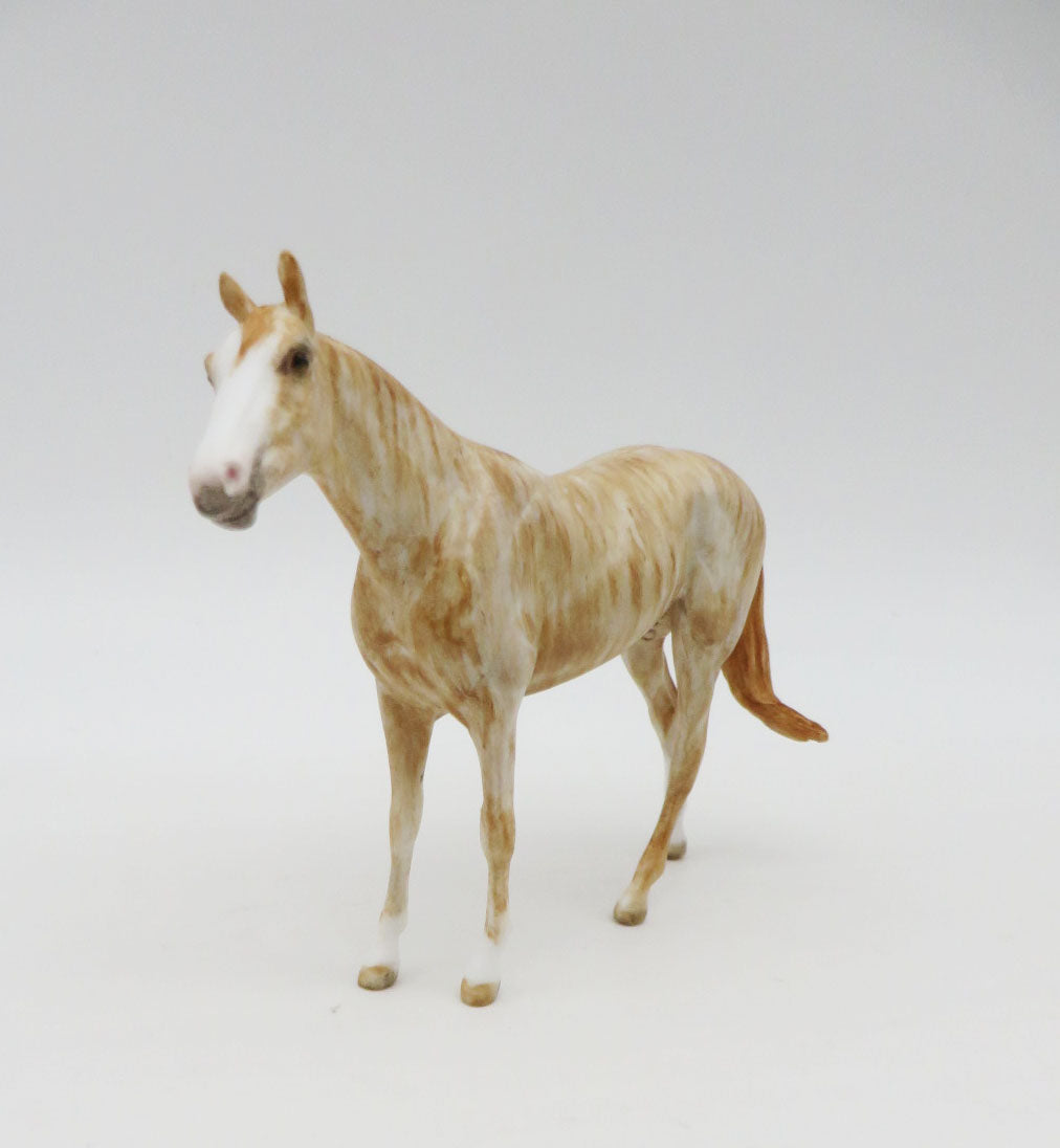 Silent Sunrise - OOAK - Chestnut Brindle Thoroughbred Chip By Andrea Thomason - Christmas Tails 2022 - CT22