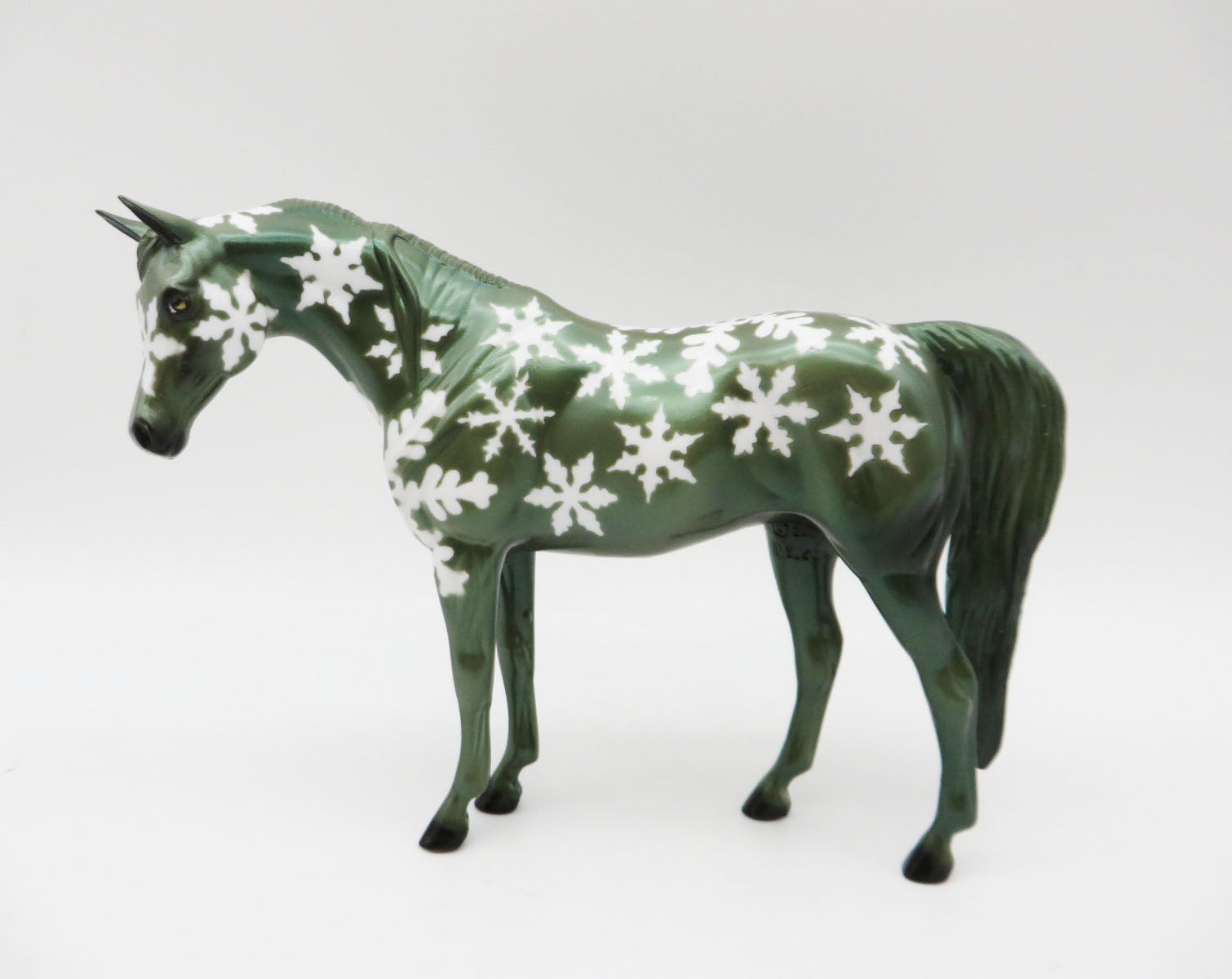 Snow Tipped Evergreen - OOAK - Decorator Arabian Pebbles by Dawn Quick - Christmas Tails 2022 - CT22