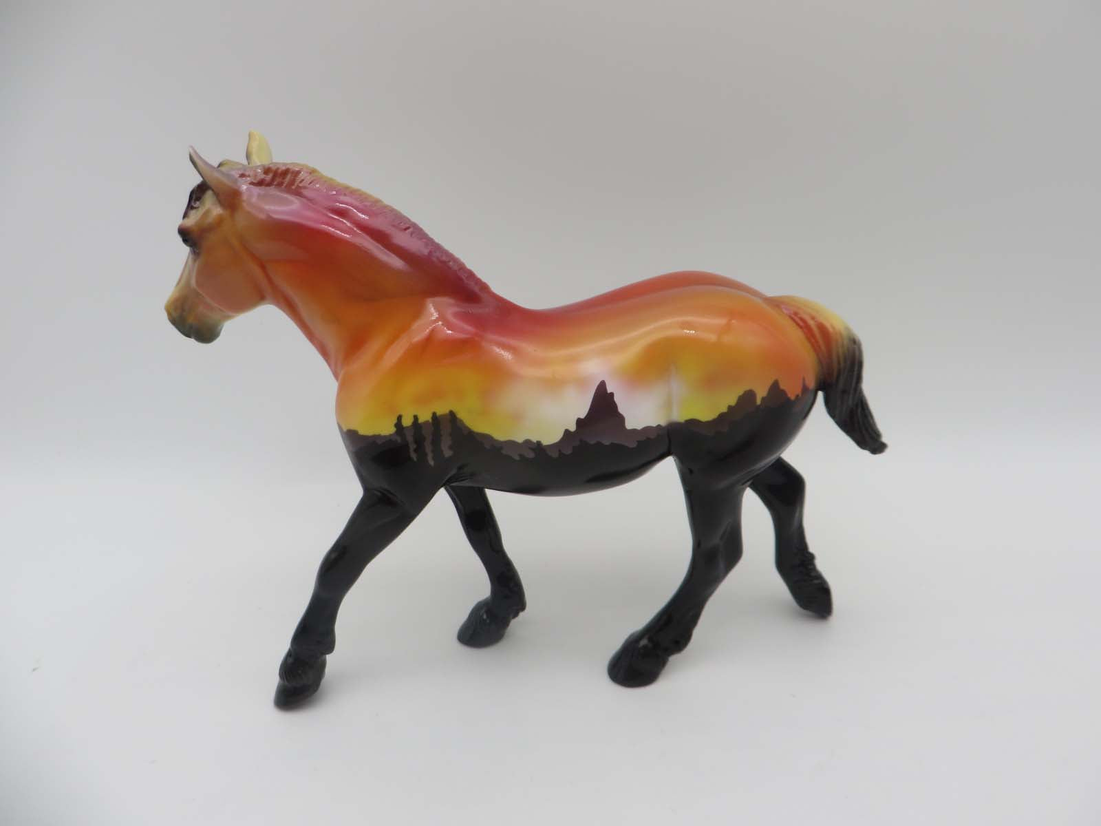 Something in Orange-OOAK Deco Trotting Draft Pebbles By Dawn Quick SHCF23