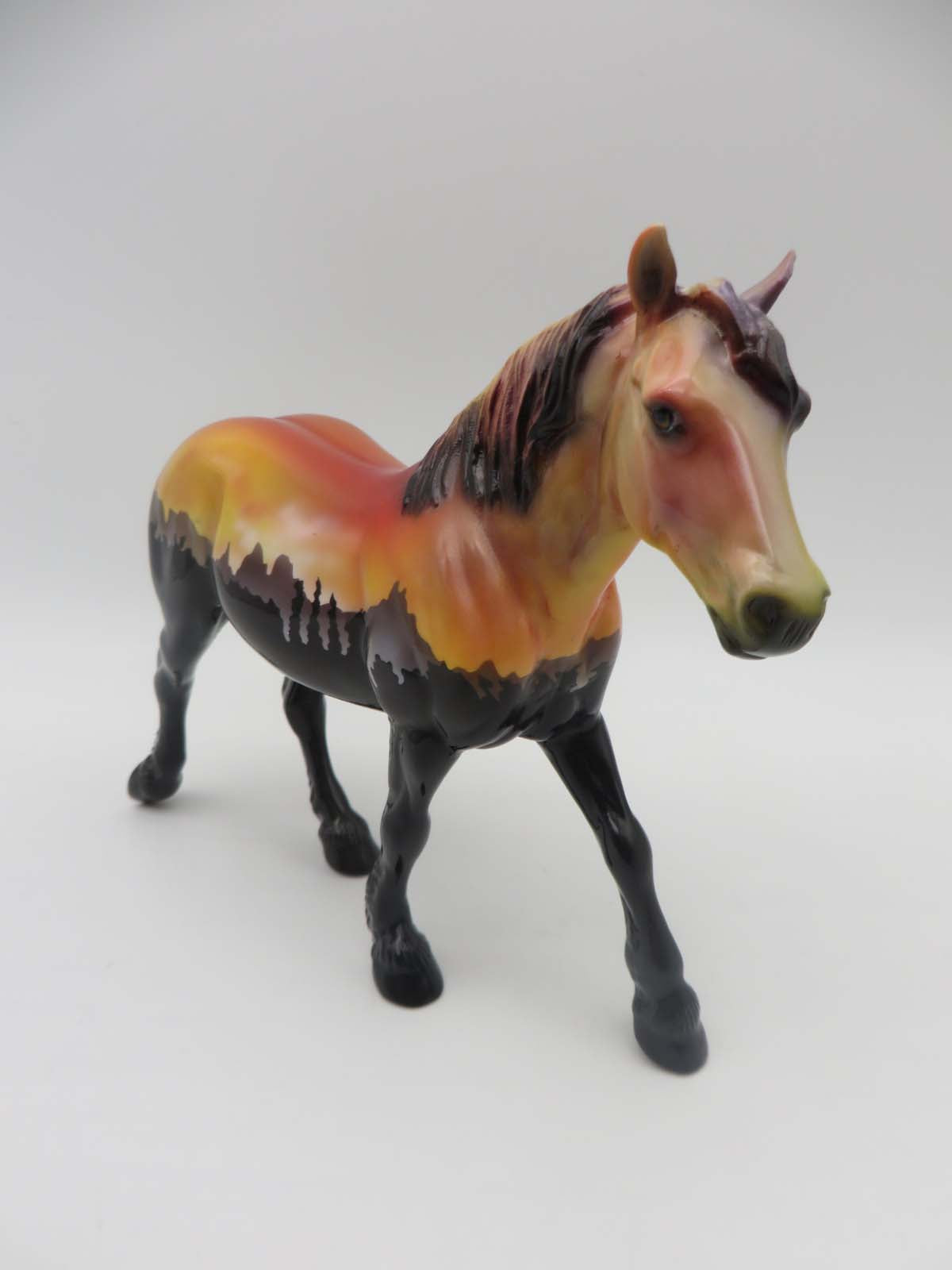 Something in Orange-OOAK Deco Trotting Draft Pebbles By Dawn Quick SHCF23