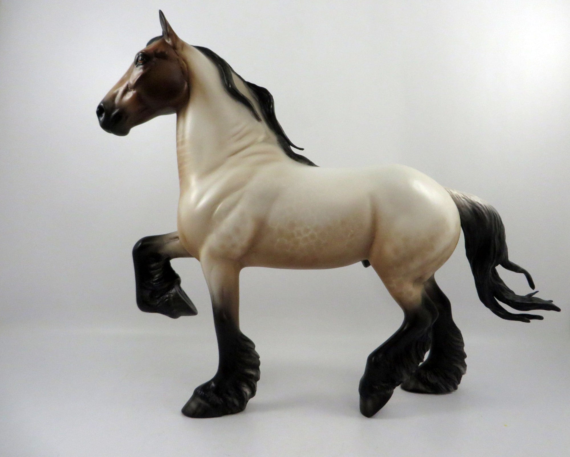 Stormicide-OOAK Reversed Dapple Bay Trotting Drafter Painted By Sheryl Leisure  2/25/21