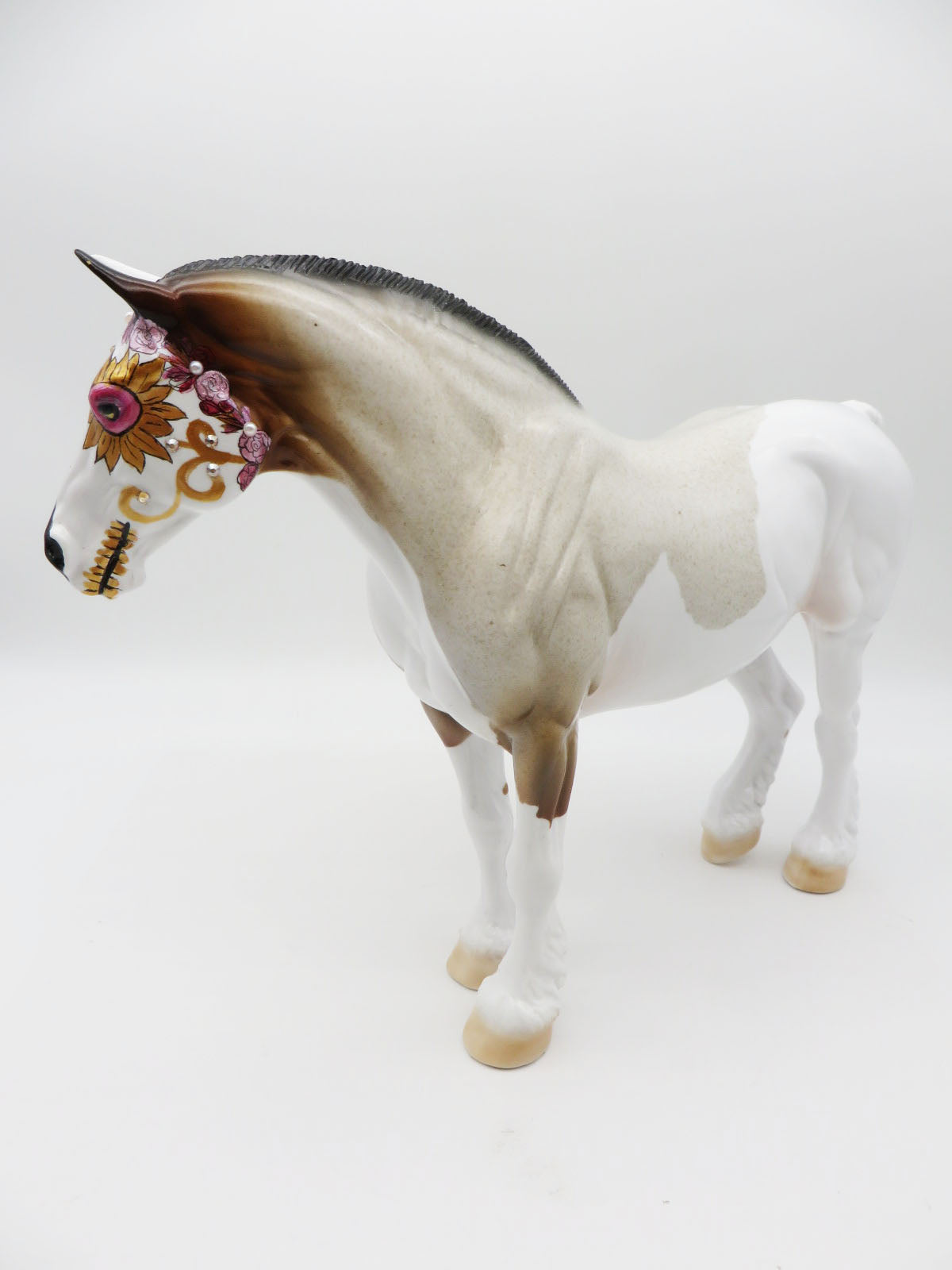 Sugar Sugar - Sugar Skull Decorator Heavy Draft Mare with Bling Added Painted by Jas Fanning - MM22