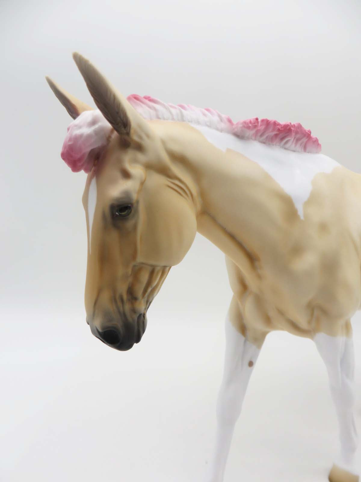 SAMPLE of Teeter - Palomino Paint Mule with Dyed Pink Mane and Tail By Angela Marleau