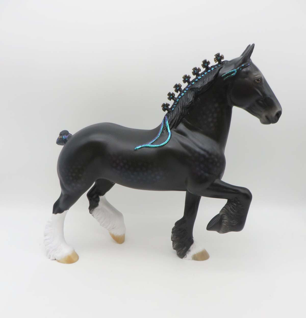 The Long Black Train - OOAK - Dappled Black Deco Realistic Trotting Drafter By Ellen Robbins - SHCF23