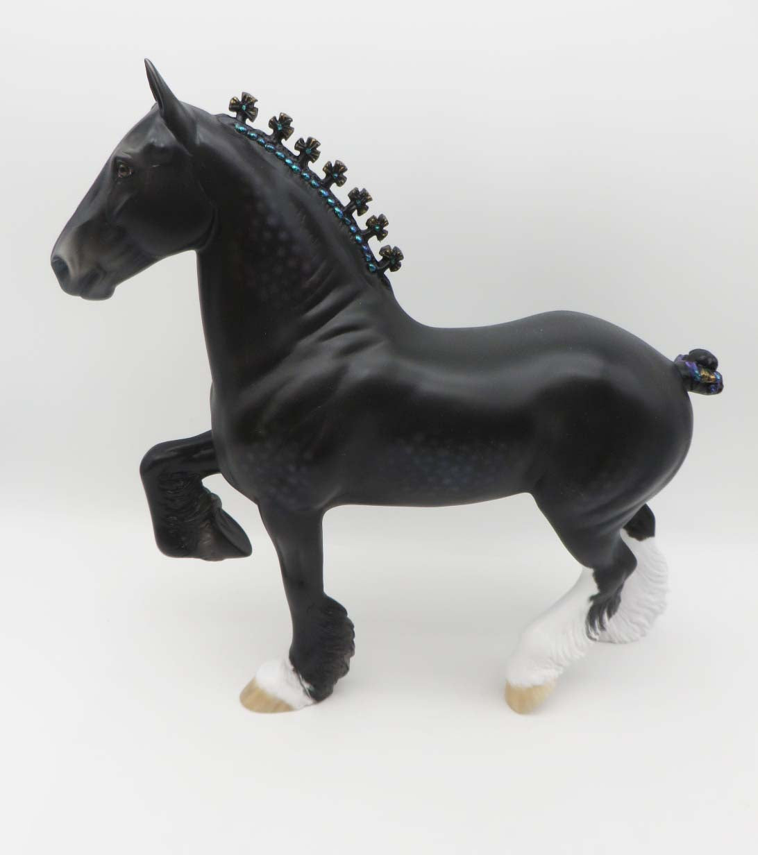 The Long Black Train - OOAK - Dappled Black Deco Realistic Trotting Drafter By Ellen Robbins - SHCF23