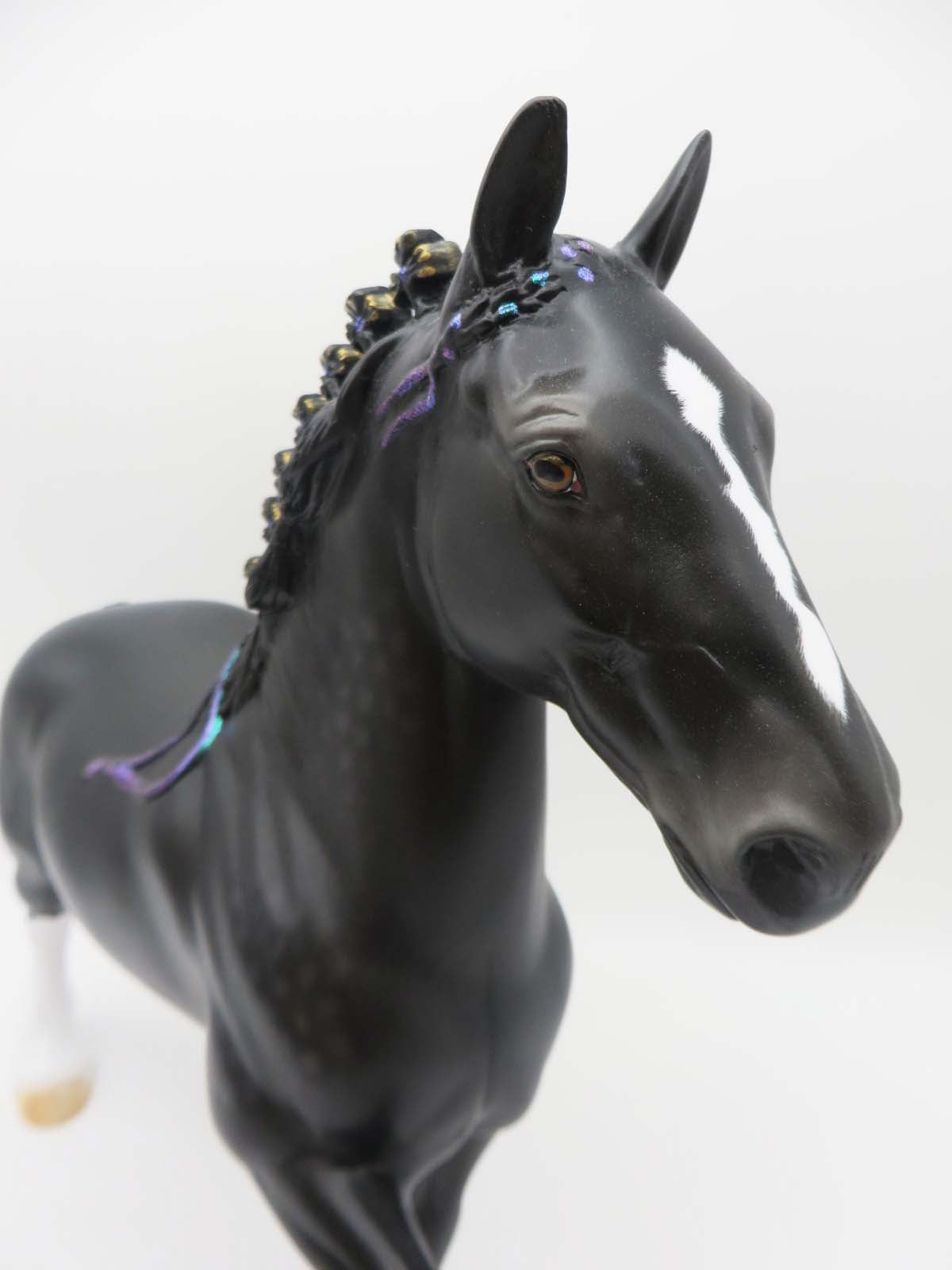The Long Black Train - OOAK - Dappled Black Deco Realistic Trotting Drafter By Ellen Robbins - SHCF23