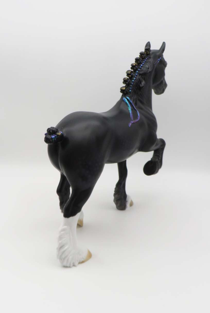 The Long Black Train - OOAK - Dappled Black Deco Realistic Trotting Drafter By Ellen Robbins - SHCF23