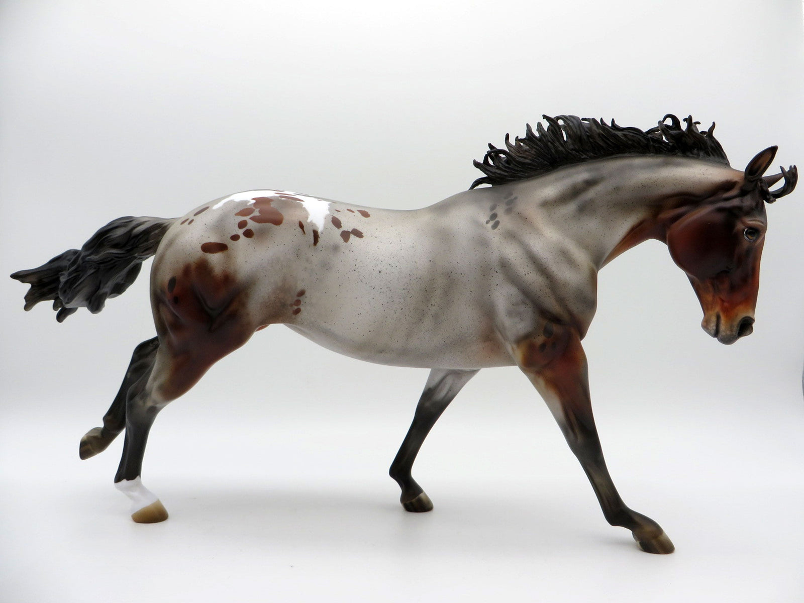 Tolkien-OOAK Bay Varnish Roan Running Stock Horse Painted By Julie Keim EQ 21