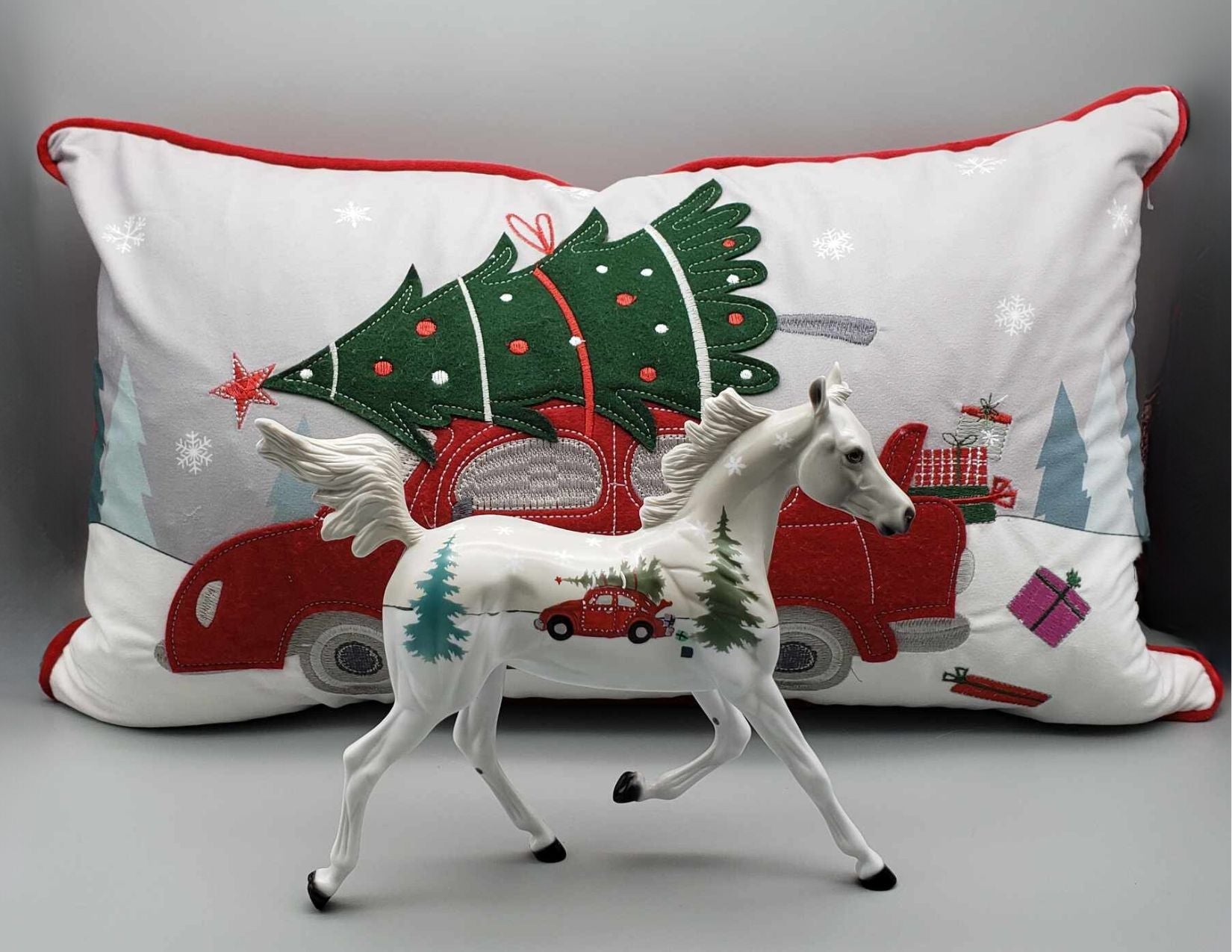 Holiday Love Bug OOAK Deco Yearling with Pillow By Dawn Quick Facebook Auction Holiday Sale HS23
