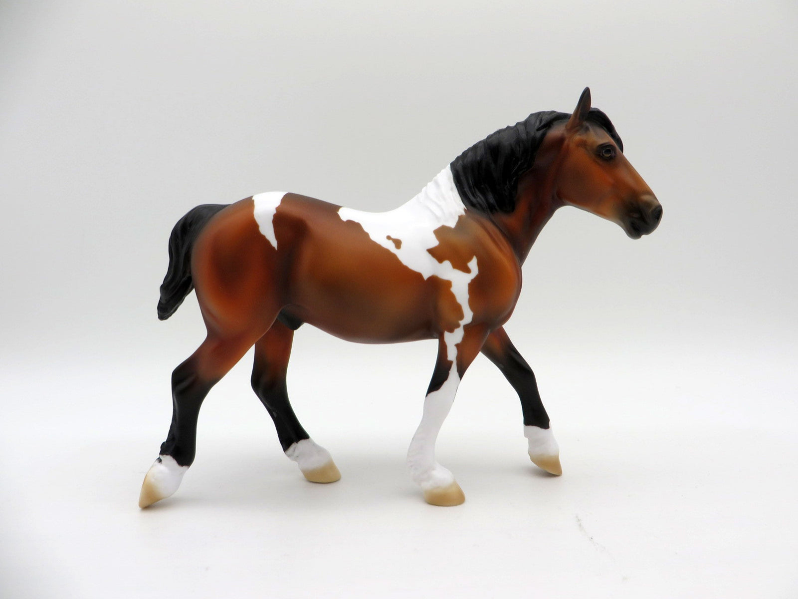 Virgil-OOAK Bay Pinto Trotting Pebbles Draft  Painted By Ellen Robbins EQ21