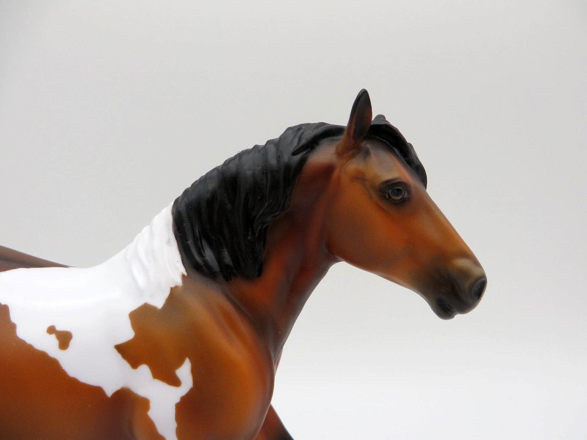 Virgil-OOAK Bay Pinto Trotting Pebbles Draft  Painted By Ellen Robbins EQ21