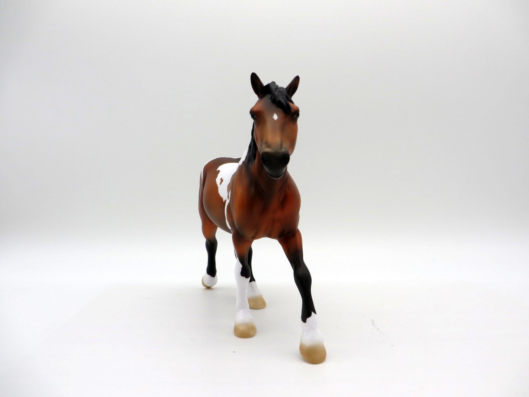 Virgil-OOAK Bay Pinto Trotting Pebbles Draft  Painted By Ellen Robbins EQ21