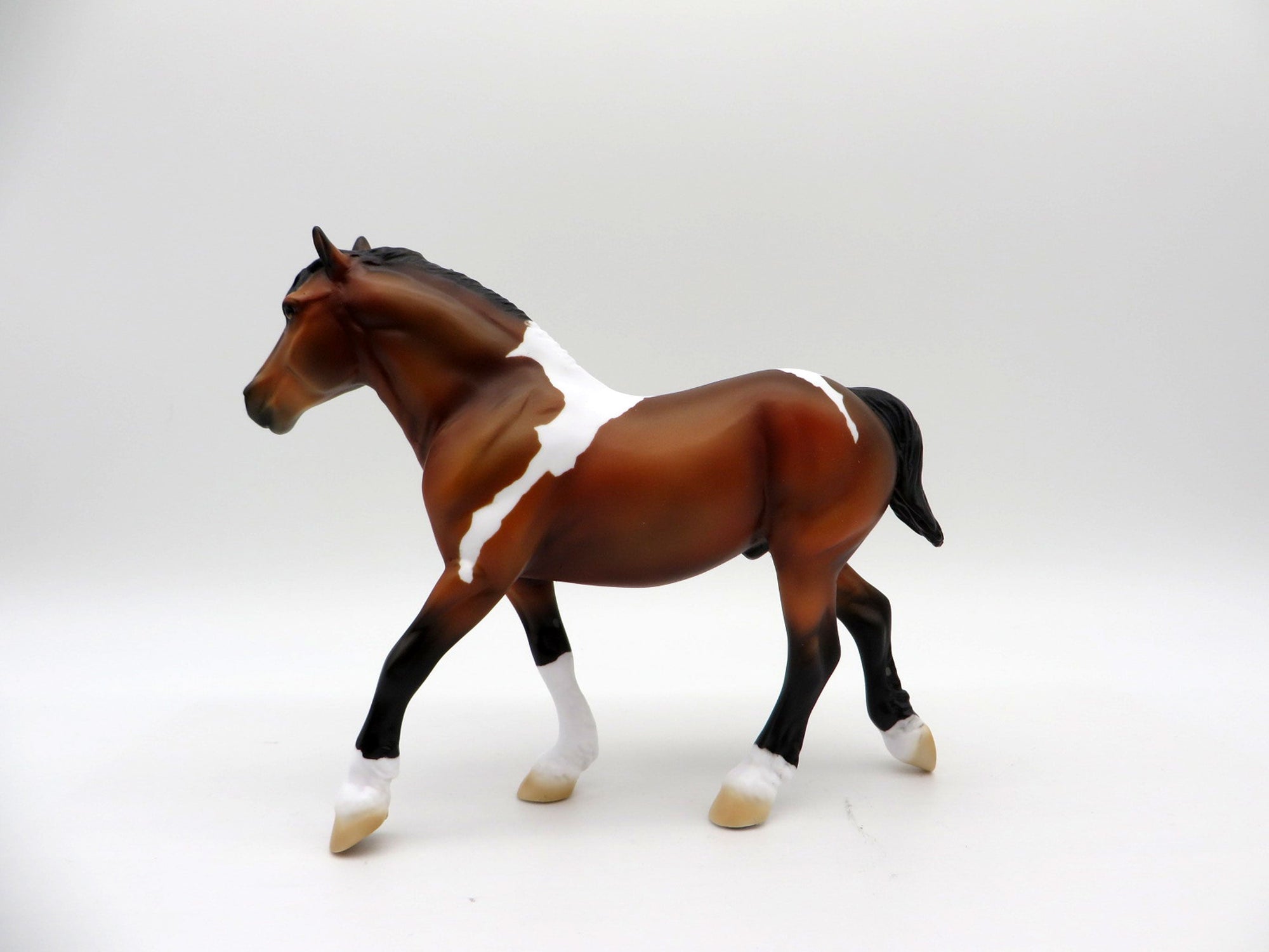 Virgil-OOAK Bay Pinto Trotting Pebbles Draft  Painted By Ellen Robbins EQ21