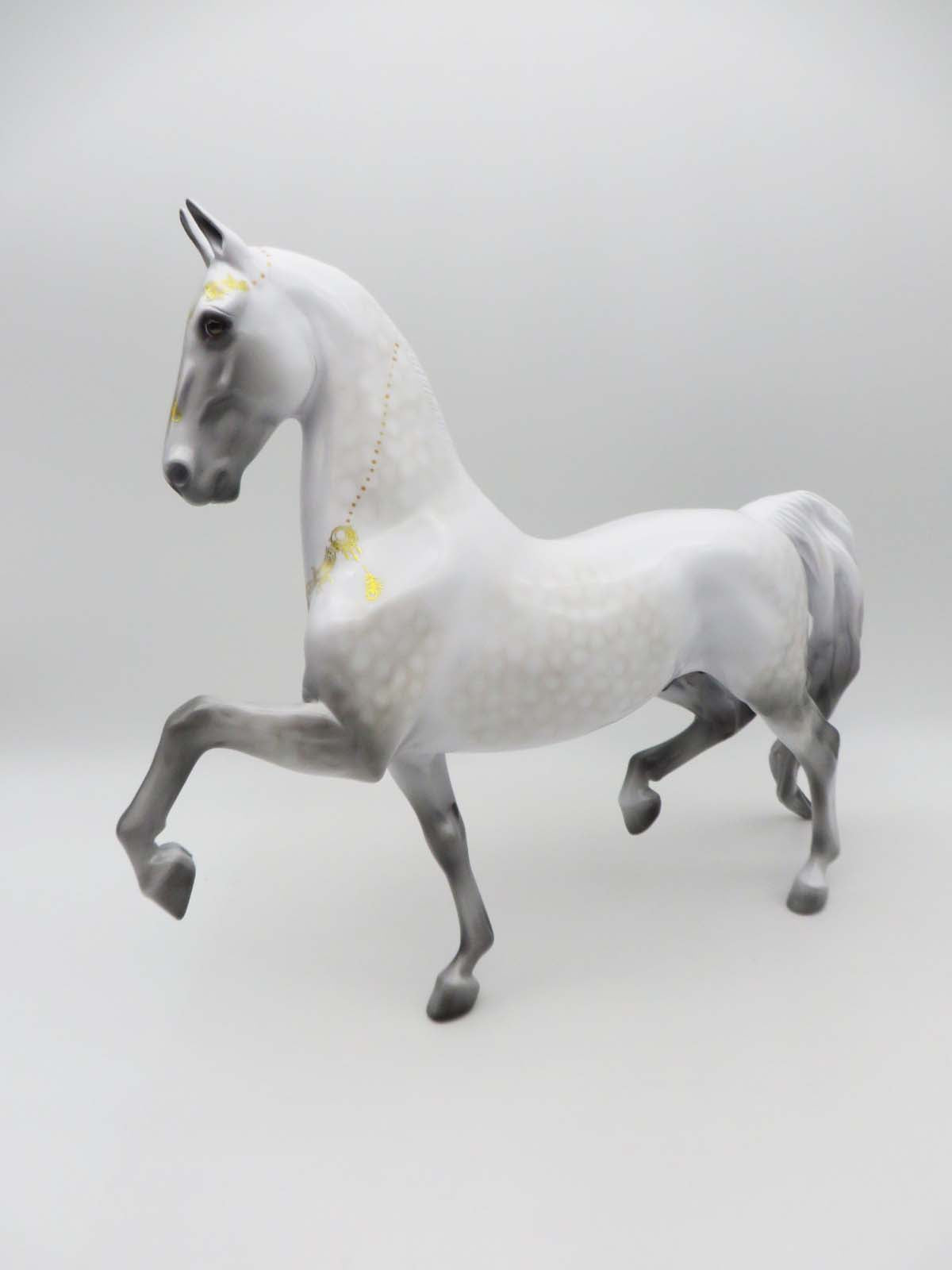 Your Highness OOAK Dappled Grey Glossy Deco Realistic Saddlebred By Dawn Quick EQ23