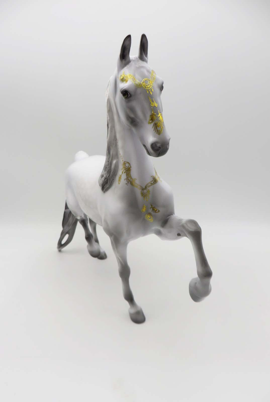 Your Highness OOAK Dappled Grey Glossy Deco Realistic Saddlebred By Dawn Quick EQ23