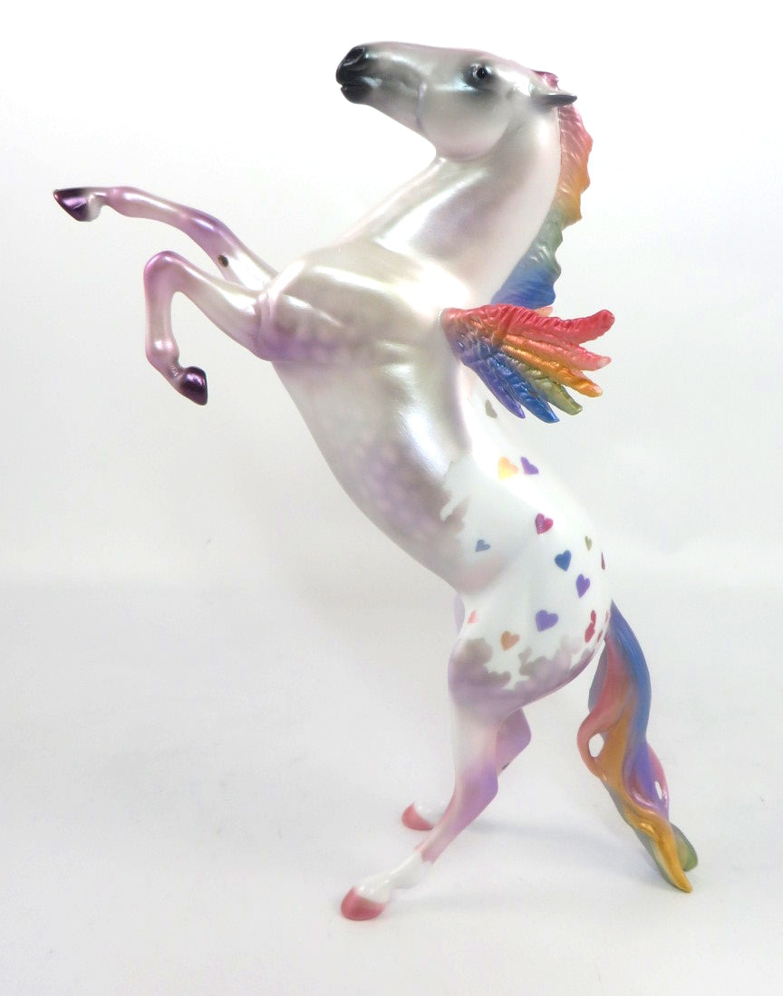 A DANDY DATE - OOAK DAPPLE GREY APPALOOSA  WITH ANGEL WINGS DECORATOR REARING PEBBLE BY AUDREY DIXON SB20