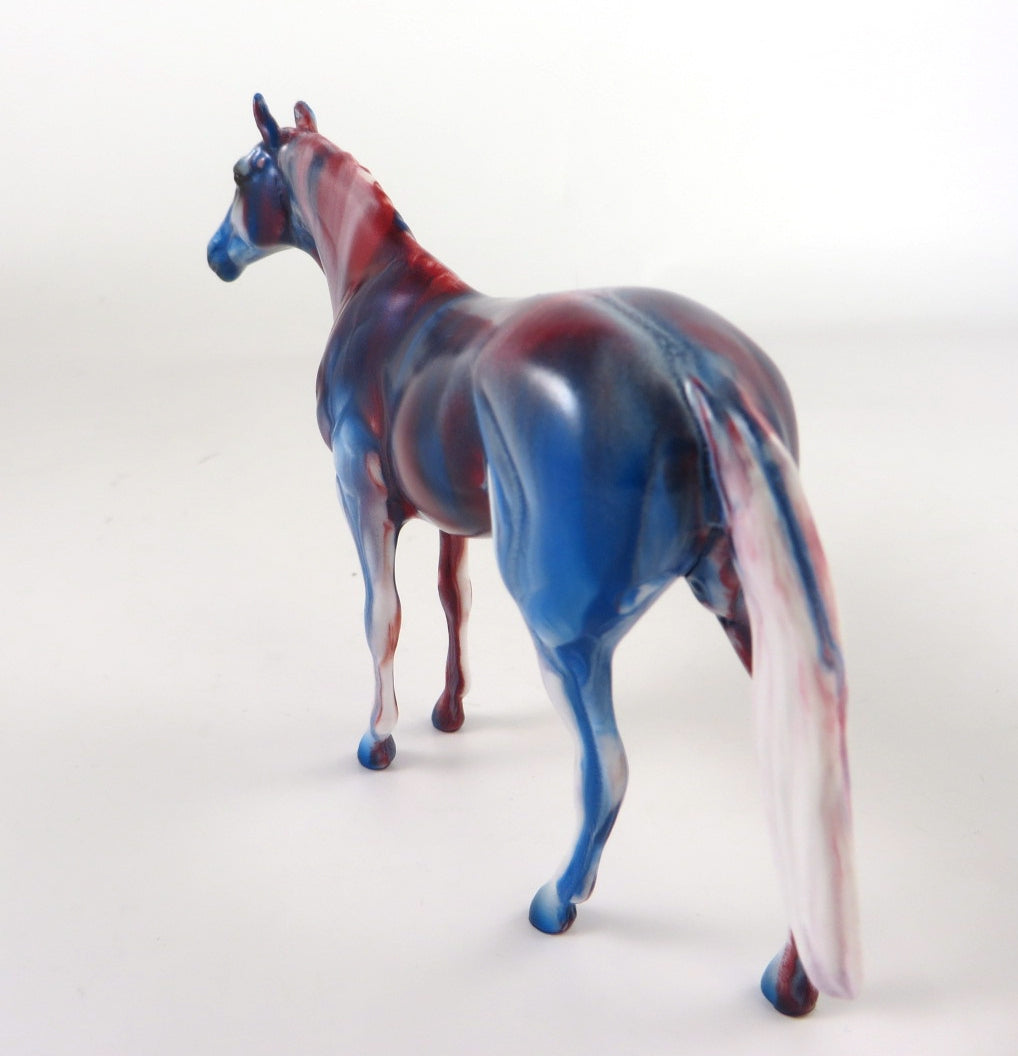 AMERICA-- OOAK RED,WHITE &amp; BLUE  DECORATOR THOROUGHBRED CHIP BY KAYLA WESSE WHS19