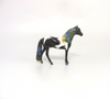 DOUBLOON - OOAK MARDI GRAS DECORATOR ANDALUSIAN CHIP BLACK PINTO MODEL HORSE BY AMANDA HOSTETLER 3-5-19
