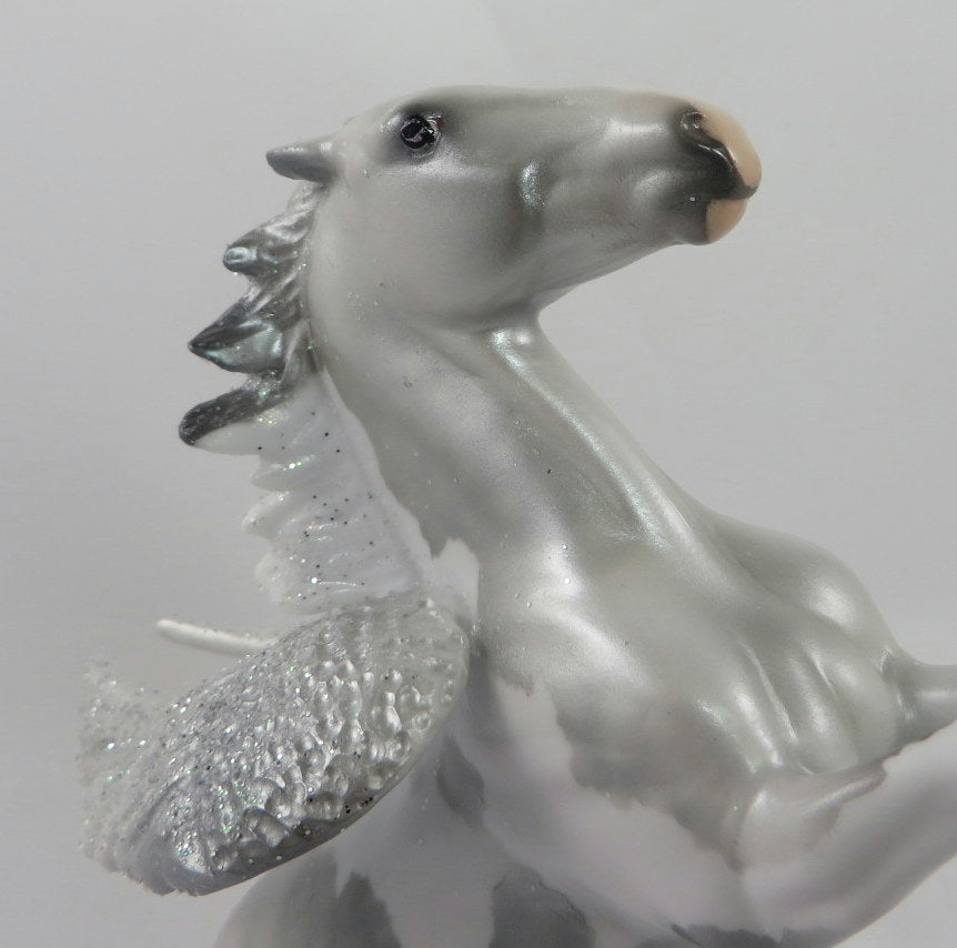 NATHANIEL-OOAK DAPPLE GREY PINTALOOSA CUSTOM REARING PEBBLES MODEL HORSE 1/7/2020