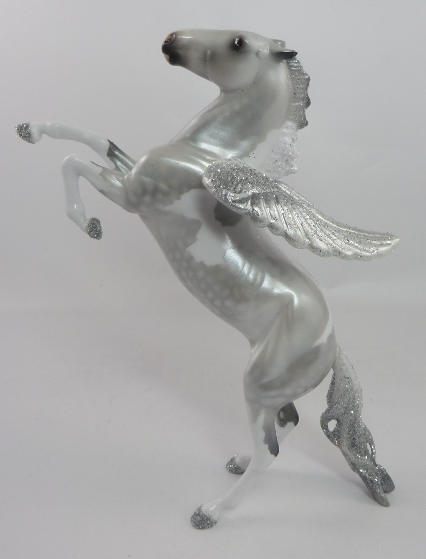 NATHANIEL-OOAK DAPPLE GREY PINTALOOSA CUSTOM REARING PEBBLES MODEL HORSE 1/7/2020