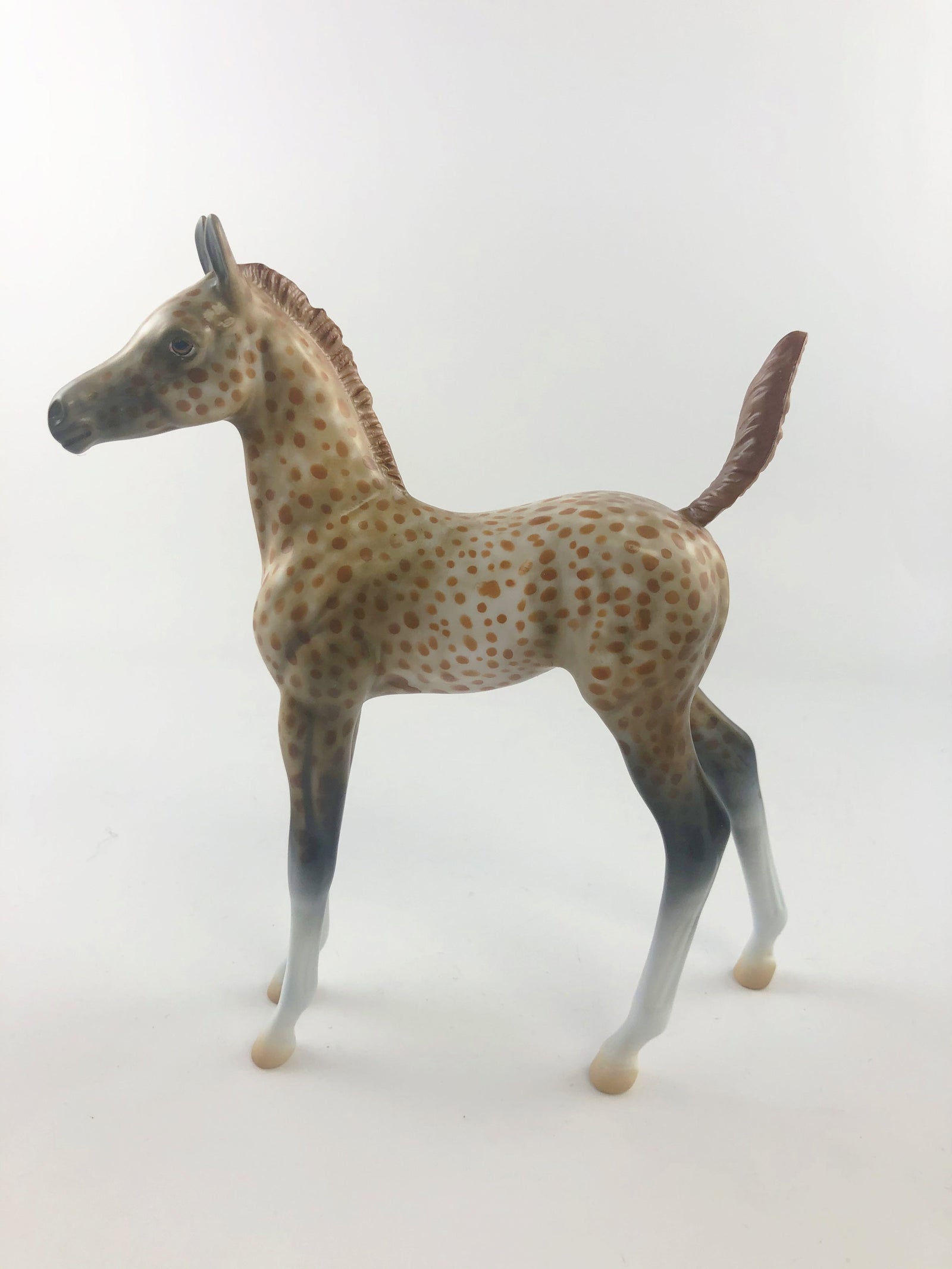 GRIM BRULEE -OOAK CHESTNUT SPOTTED ARABIAN FOAL MODEL HORSE BY AL KATT  MM19