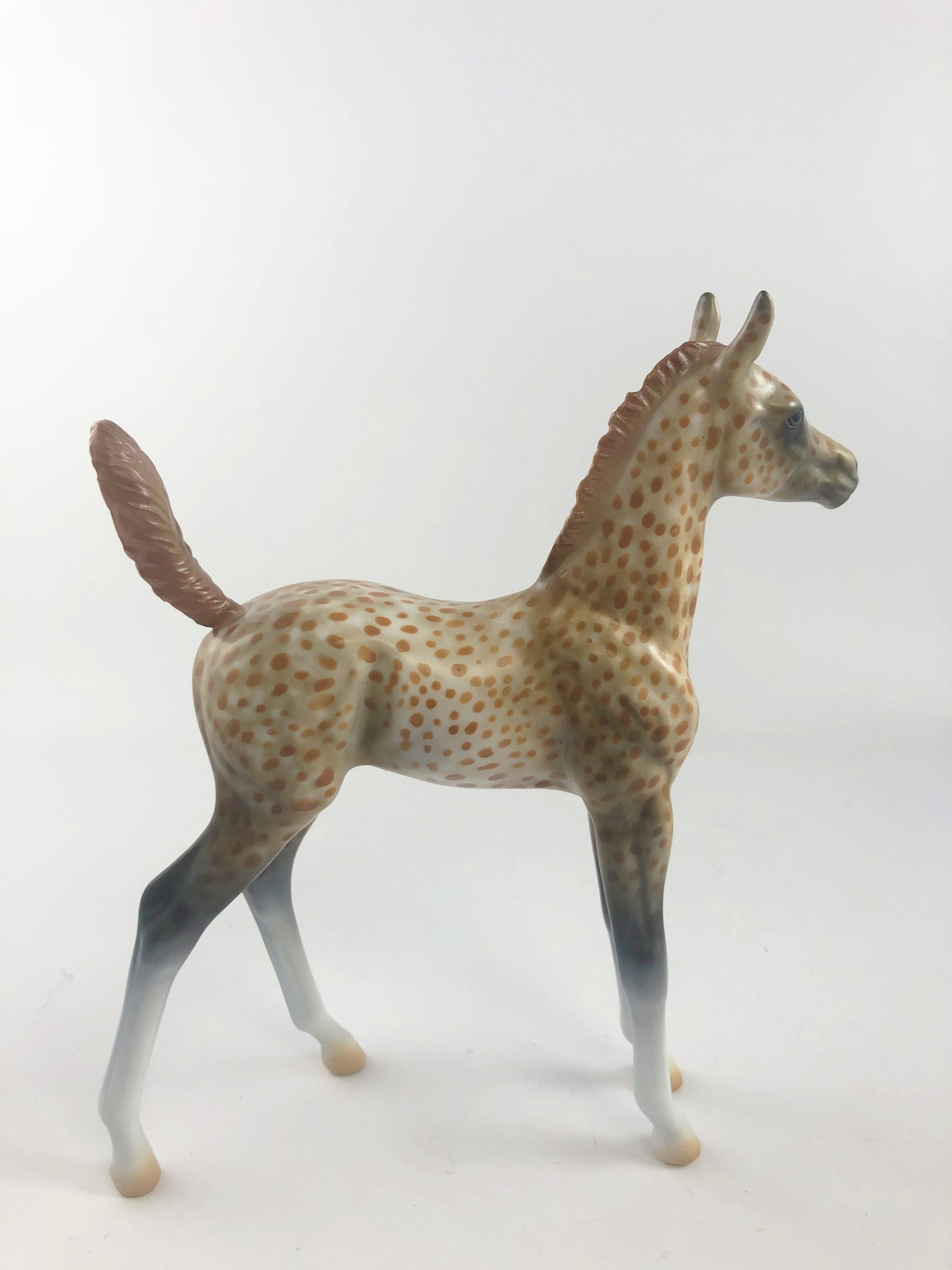 GRIM BRULEE -OOAK CHESTNUT SPOTTED ARABIAN FOAL MODEL HORSE BY AL KATT  MM19