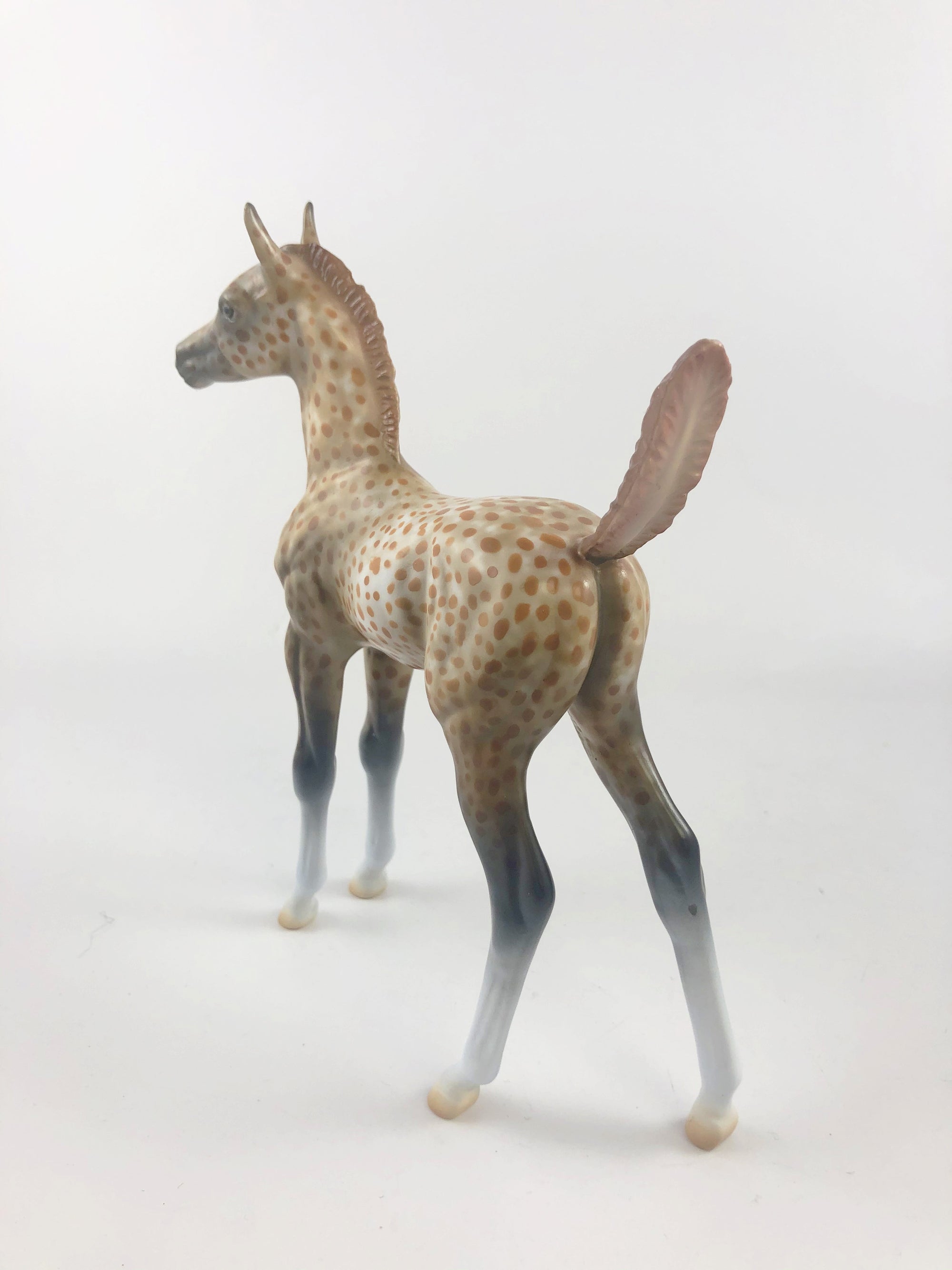 GRIM BRULEE -OOAK CHESTNUT SPOTTED ARABIAN FOAL MODEL HORSE BY AL KATT  MM19