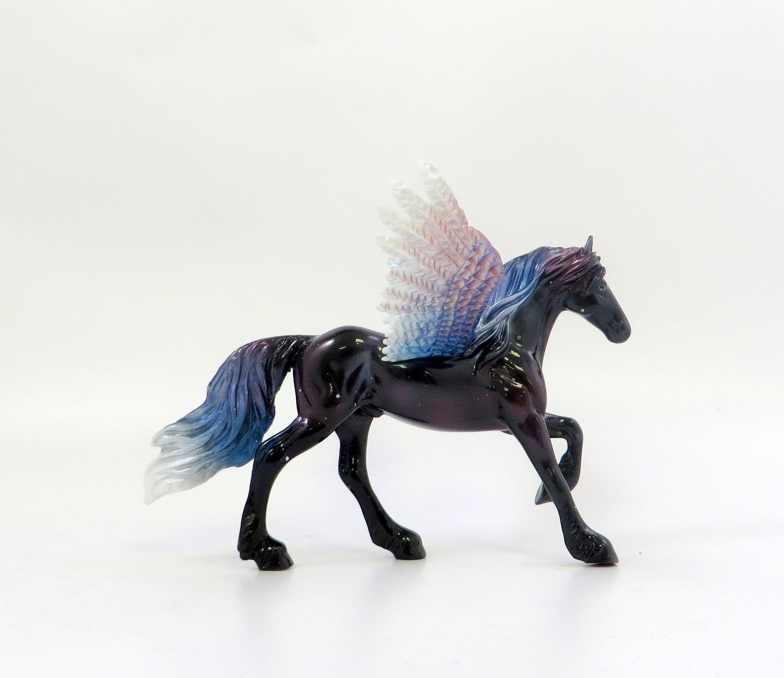 ARION-OOAK BLACK, PURPLE AND PINK FRESIAN PEGASUS MODEL HORSE EQ 2019