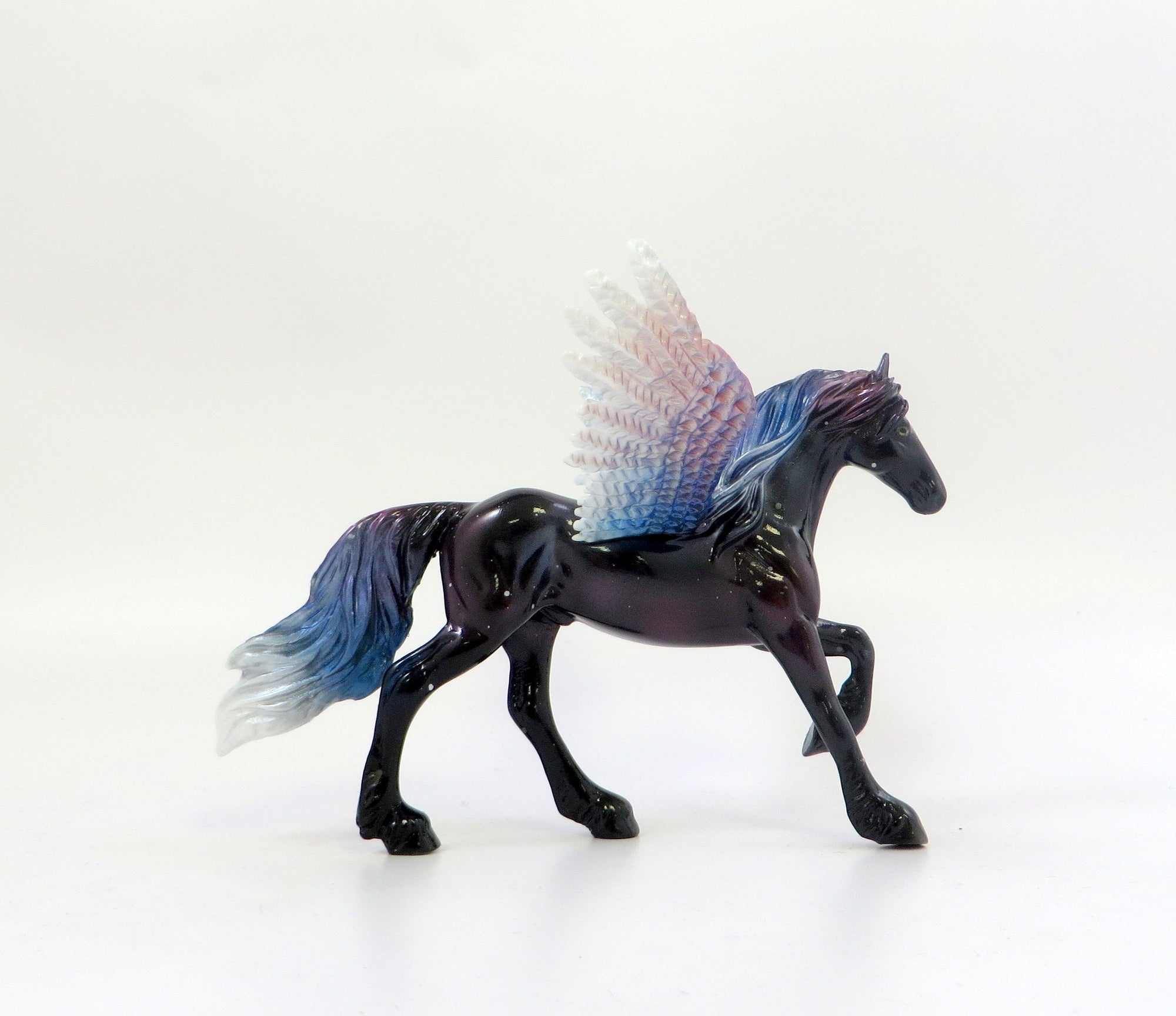 ARION-OOAK BLACK, PURPLE AND PINK FRESIAN PEGASUS MODEL HORSE EQ 2019