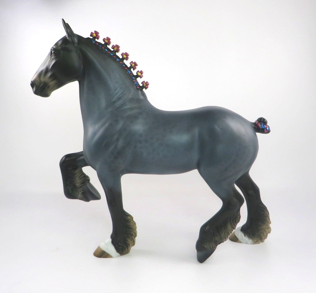 ARTOO-OOAK DAPPLE BLUE ROAN TROTTING DRAFTER MODEL HORSE BY AUDREY DIXON 2/21/20
