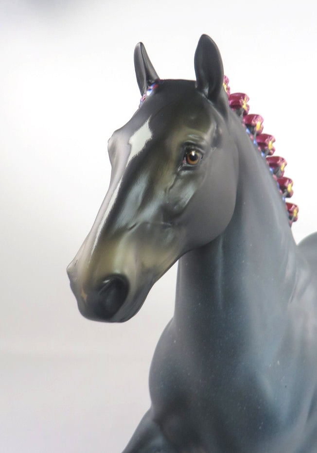 ARTOO-OOAK DAPPLE BLUE ROAN TROTTING DRAFTER MODEL HORSE BY AUDREY DIXON 2/21/20