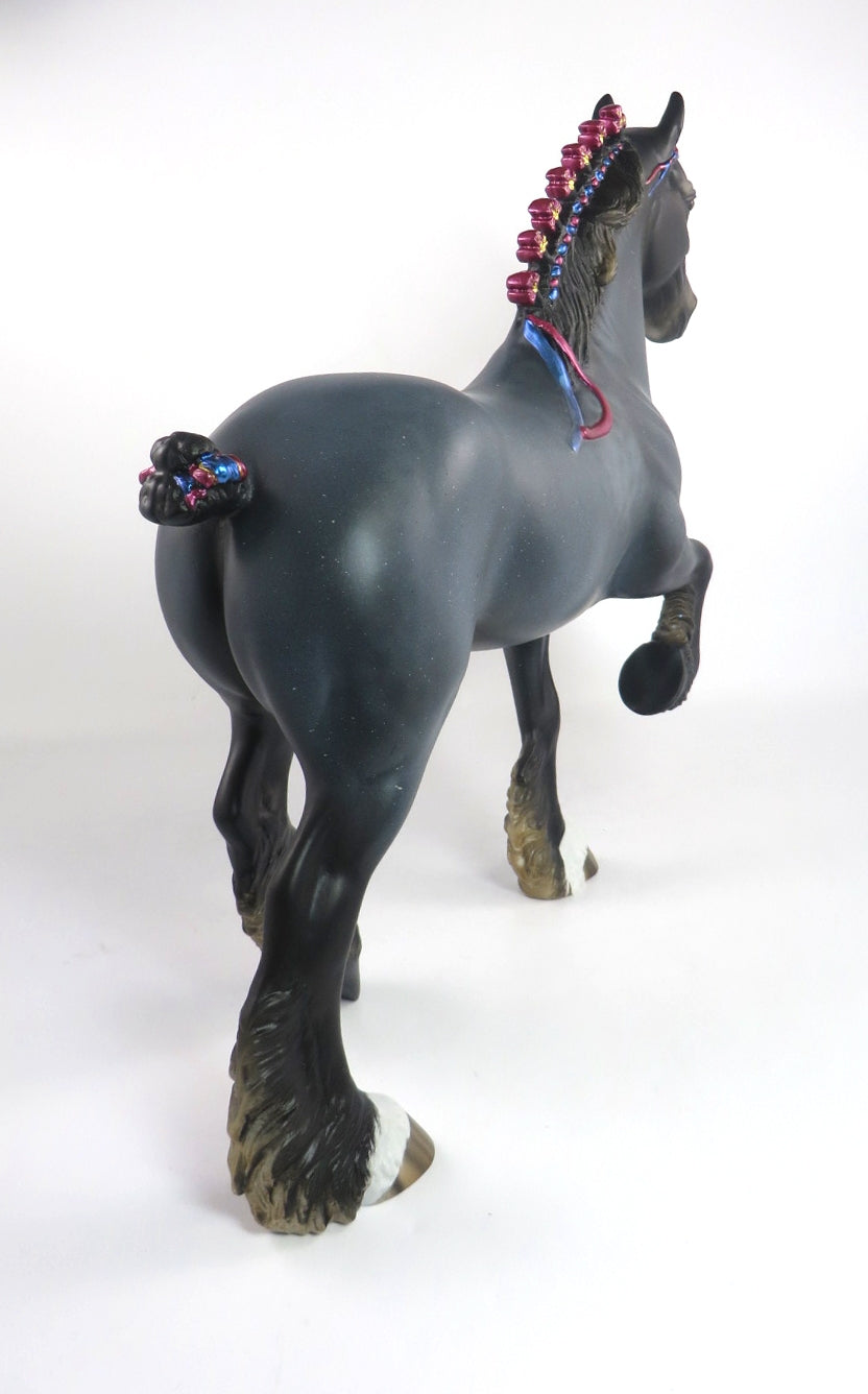 ARTOO-OOAK DAPPLE BLUE ROAN TROTTING DRAFTER MODEL HORSE BY AUDREY DIXON 2/21/20