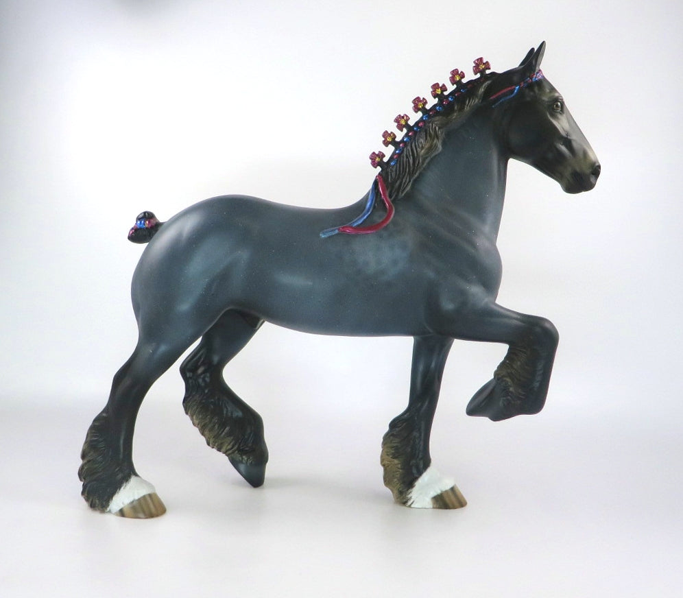 ARTOO-OOAK DAPPLE BLUE ROAN TROTTING DRAFTER MODEL HORSE BY AUDREY DIXON 2/21/20