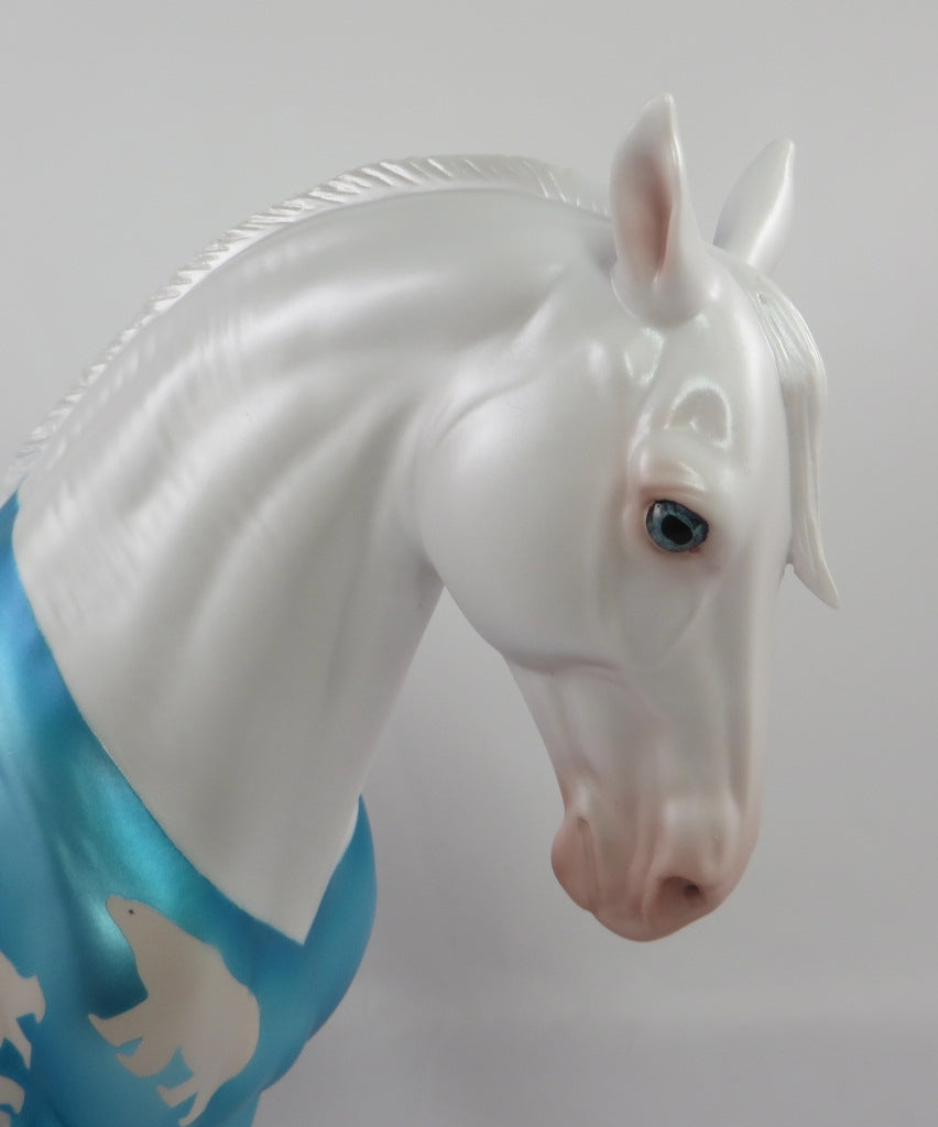 BEAR HUGS- LE-2 WHITE WITH BLUE PAJAMAS DECORATOR ANDALUSIAN MODEL HORSE BY MISSY FOX  PJ20