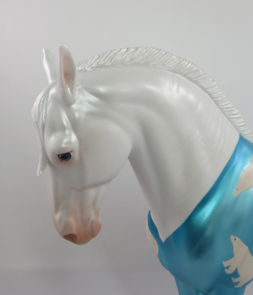 BEAR HUGS- LE-2 WHITE WITH BLUE PAJAMAS DECORATOR ANDALUSIAN MODEL HORSE BY MISSY FOX  PJ20