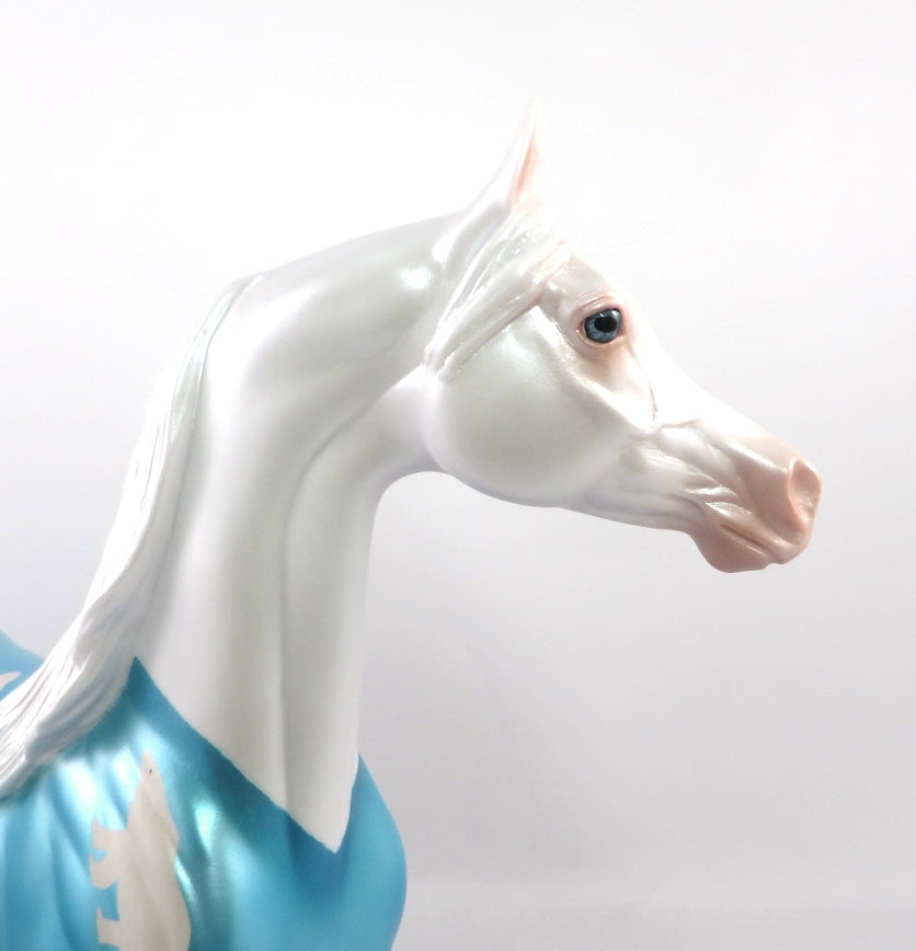 BEAR HUGS LE-2-WHITE WITH BLUE PAJAMAS DECORATOR ARABIAN MODEL HORSE BY MISSY PJ20