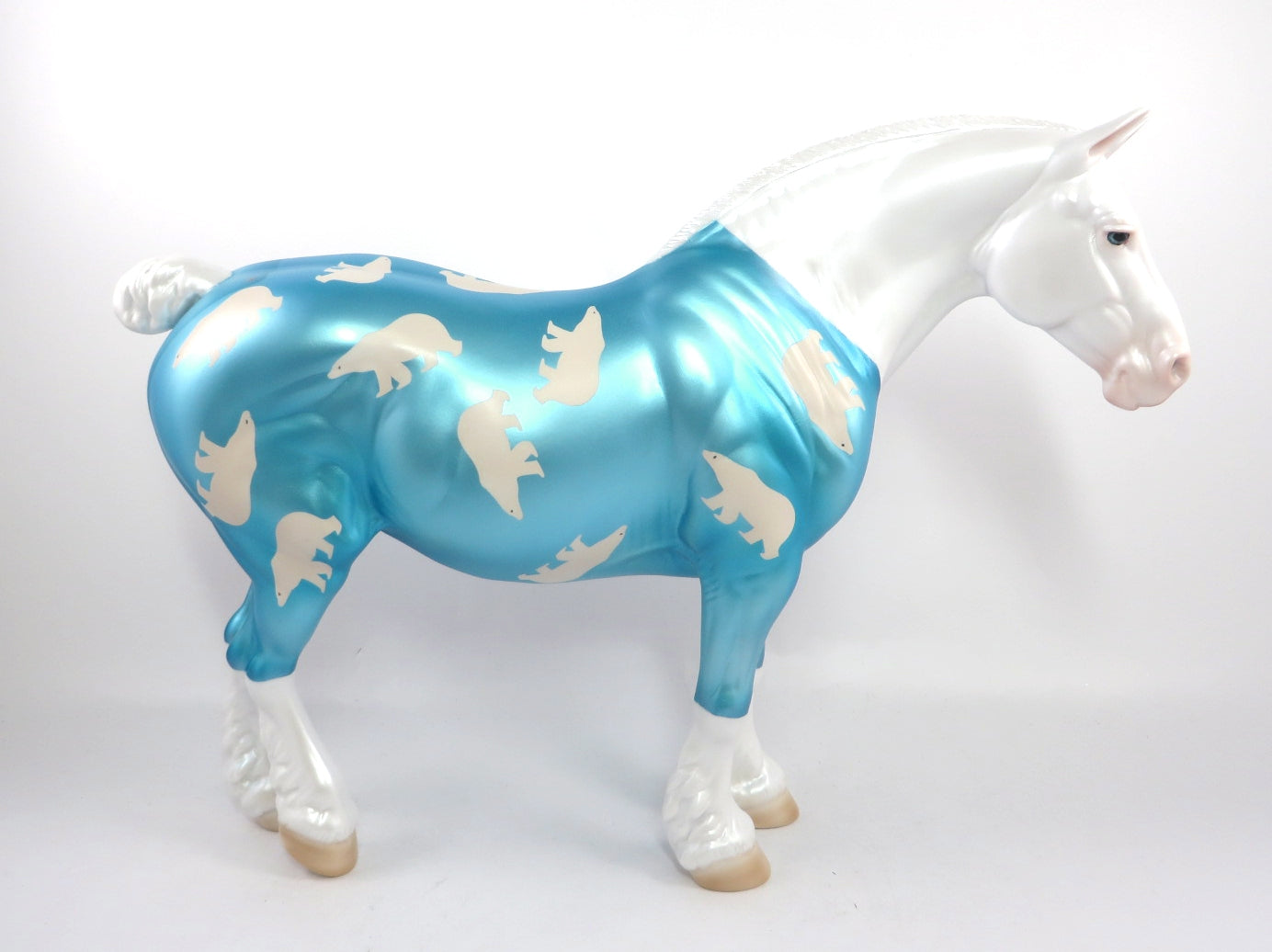 BEAR HUGS - LE-2 WHITE WITH BLUE PAJAMAS DECORATOR HD MODEL HORSE BY MISSY FOX PJ20
