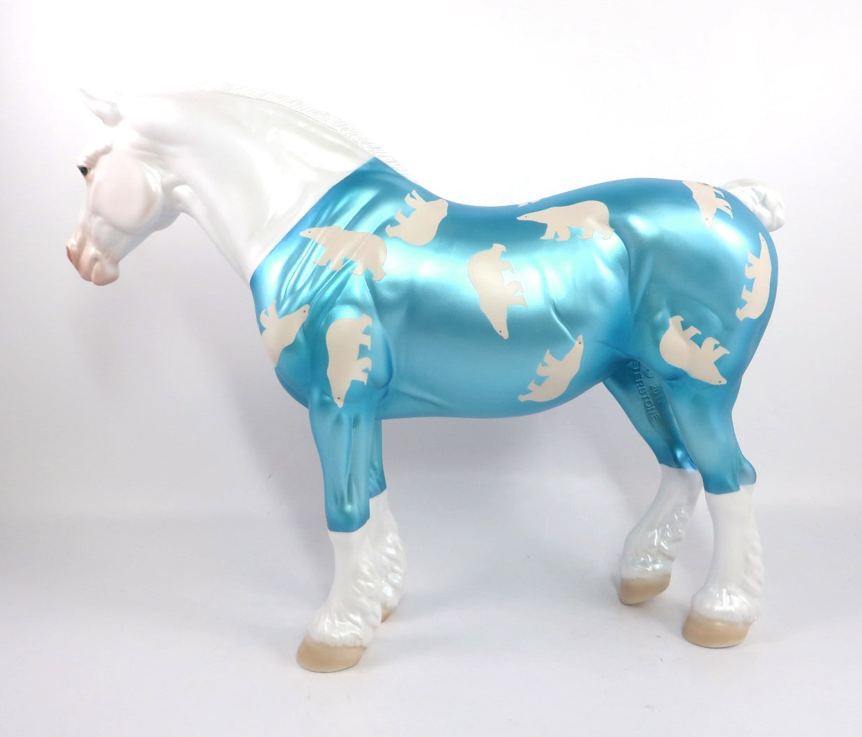 BEAR HUGS - LE-2 WHITE WITH BLUE PAJAMAS DECORATOR HD MODEL HORSE BY MISSY FOX PJ20