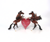 HEAD OVER HOOVES- OOAK-  BAY DOUBLE REARING HEART VALENTINE DECORATOR &quot;BE MINE&quot; - SB19