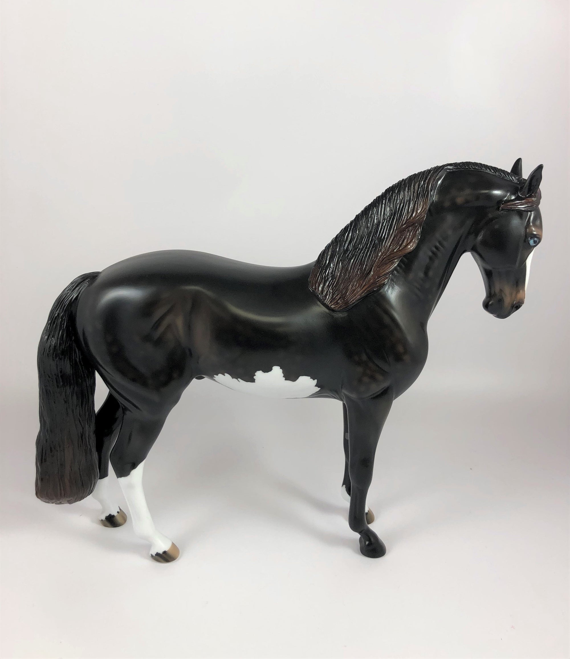 BLINKO -OOAK DAPPLE LIVER CHESTNUT PINTO ANDALUSIAN MODEL HORSE BY AUDREY DIXON LHS 19