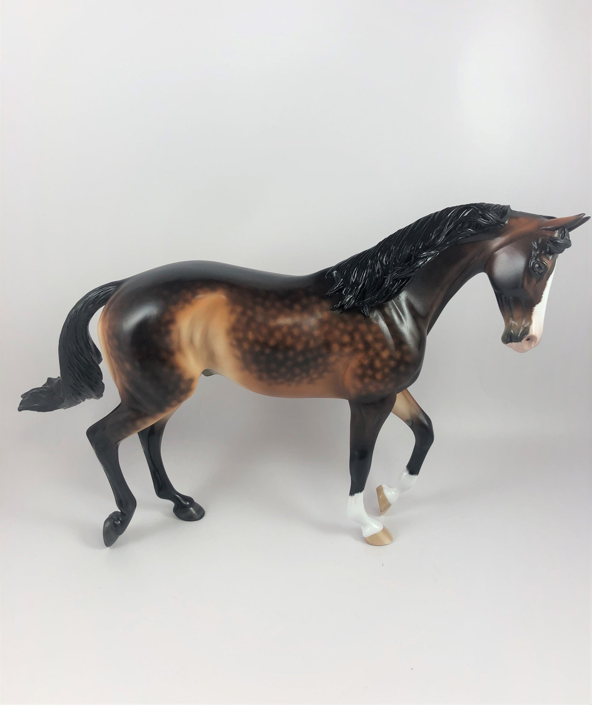 BOOGEYMAN -OOAK DAPPLE BAY CM THOROUGHBRED MODEL HORSE BY SHERYL LEISURE LHS 2019