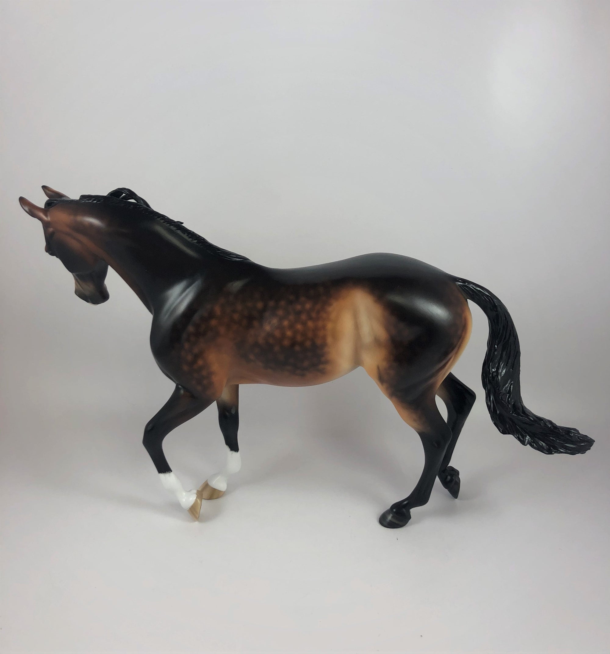 BOOGEYMAN -OOAK DAPPLE BAY CM THOROUGHBRED MODEL HORSE BY SHERYL LEISURE LHS 2019