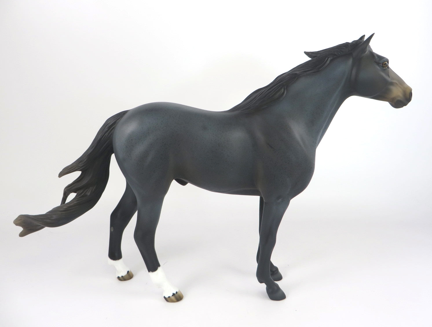 BRAVE NIGHT-OOAK BLUE ROAN SPANISH MUSTANG MODEL HORSE BY AUDREY DIXON WHS19