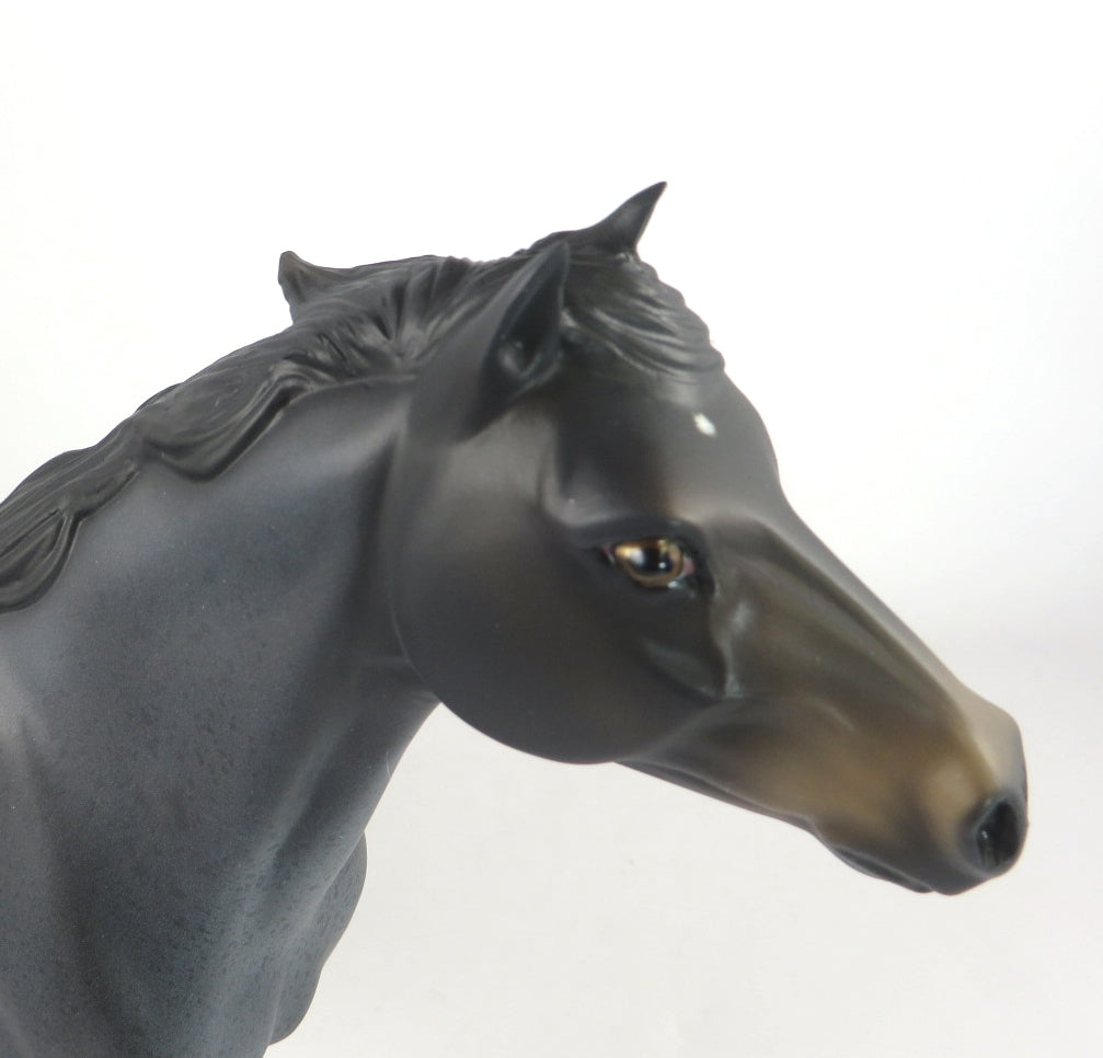 BRAVE NIGHT-OOAK BLUE ROAN SPANISH MUSTANG MODEL HORSE BY AUDREY DIXON WHS19