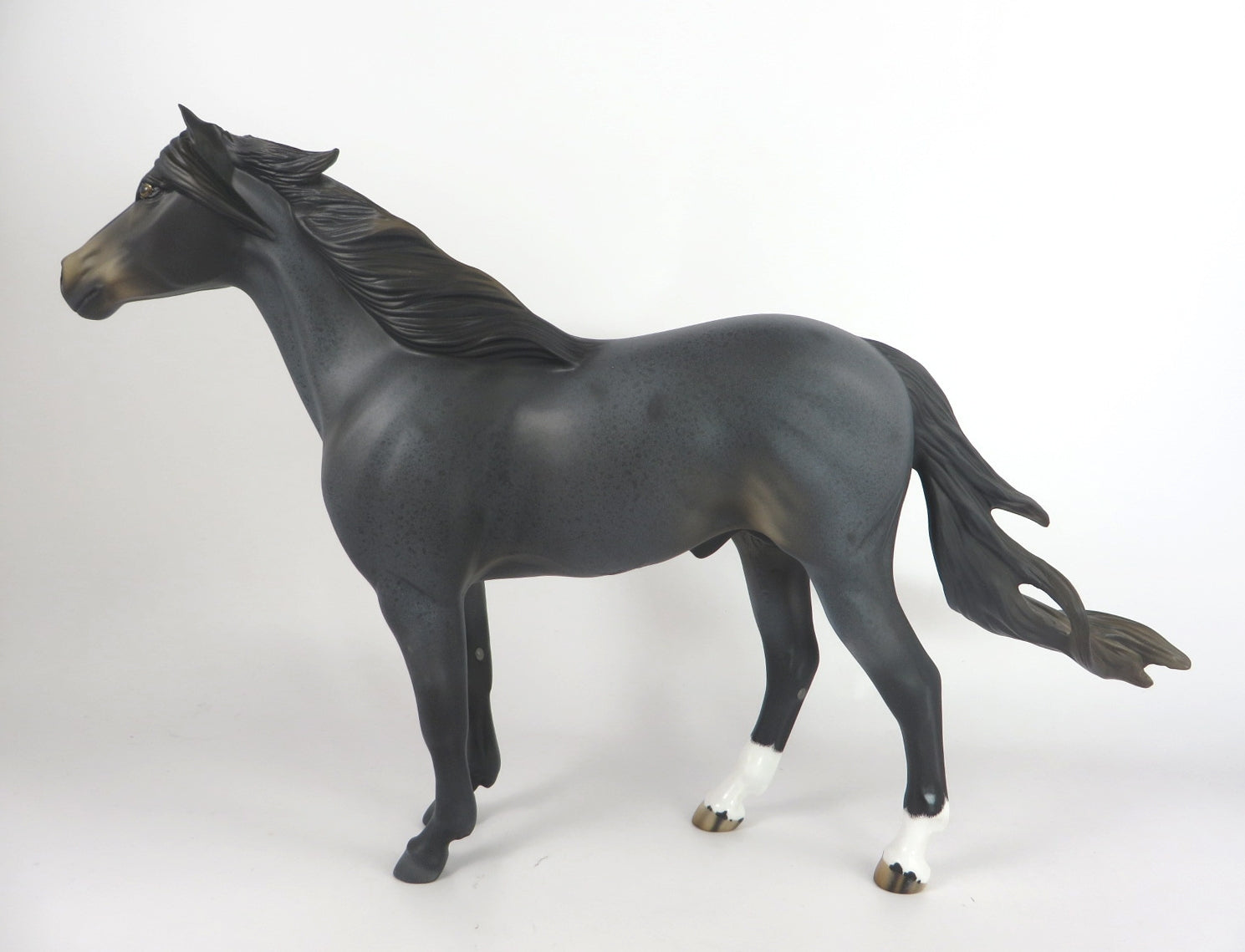 BRAVE NIGHT-OOAK BLUE ROAN SPANISH MUSTANG MODEL HORSE BY AUDREY DIXON WHS19
