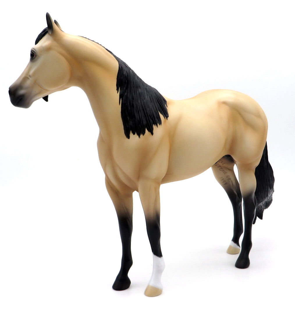 By the Fireside-OOAK Buckskin ISH painted by Ellen  12/2/21